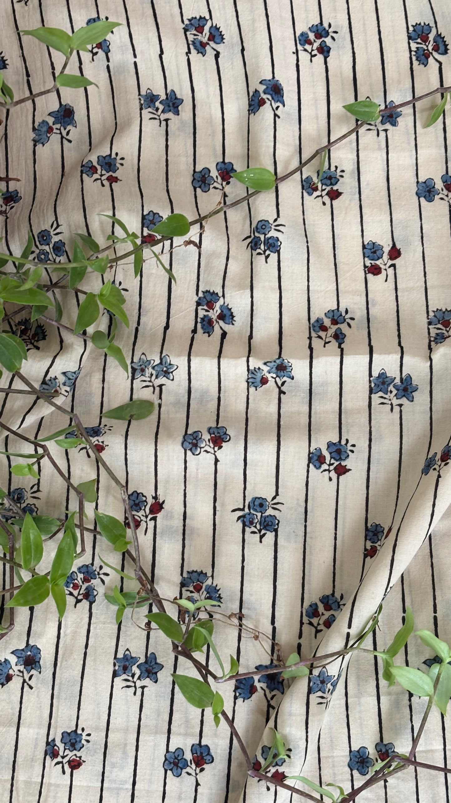 Natural Dyed Ajrakh Hand Block Printed organic cotton closer view
