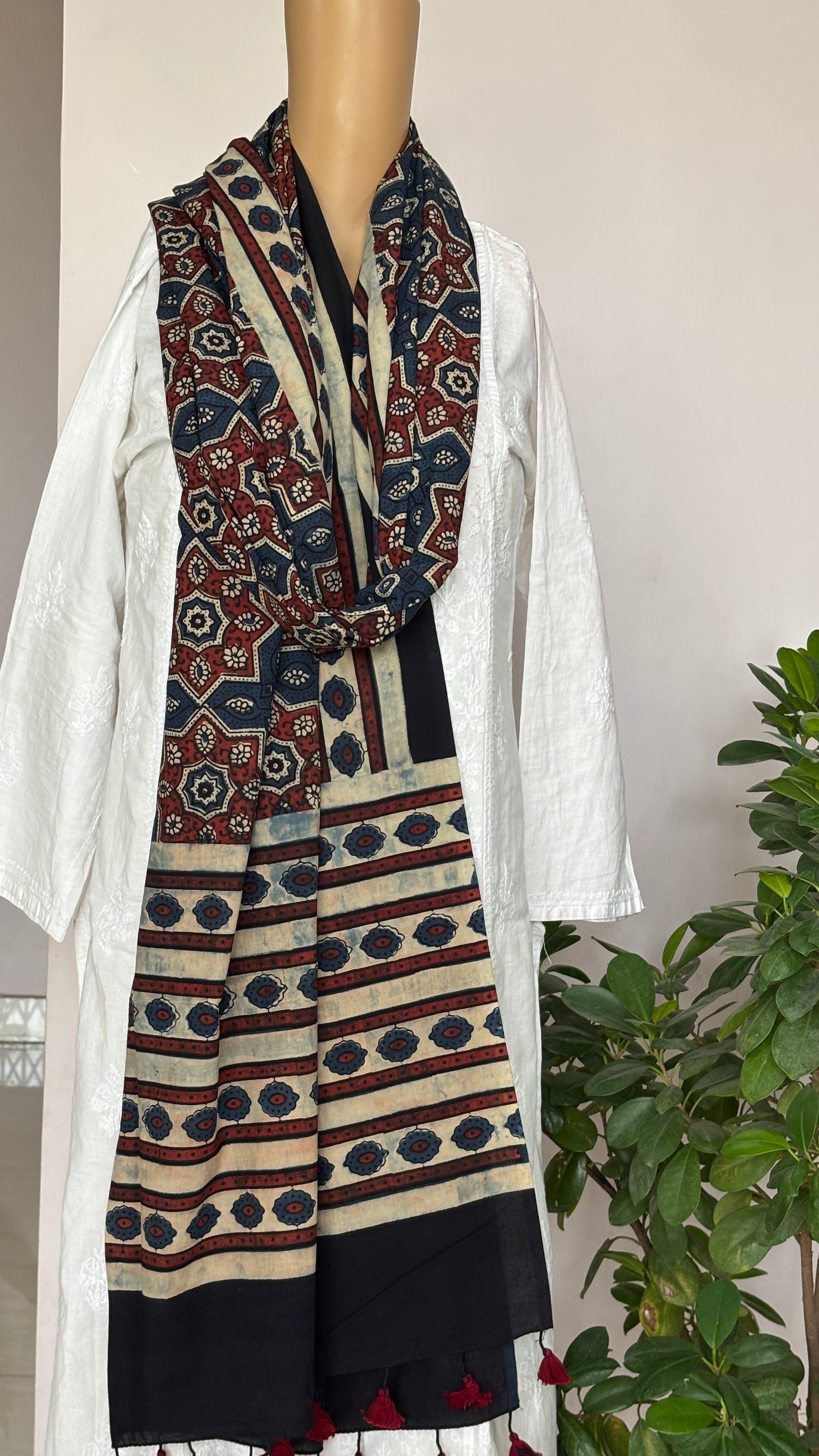 Ajrakh Cotton Contemporary Dupatta