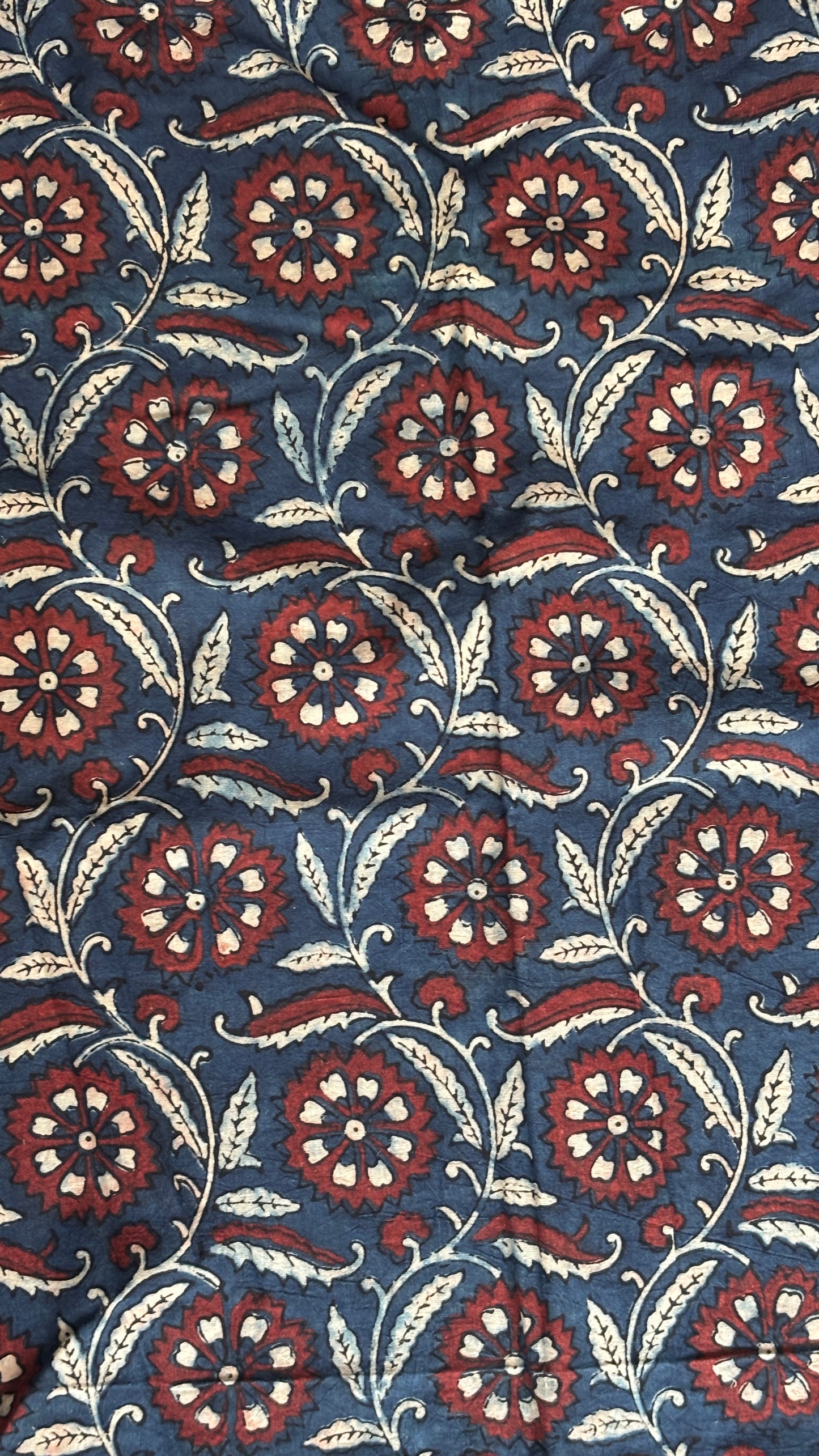 Natural Dyed Ajrakh Hand Block Printed organic cotton closer view