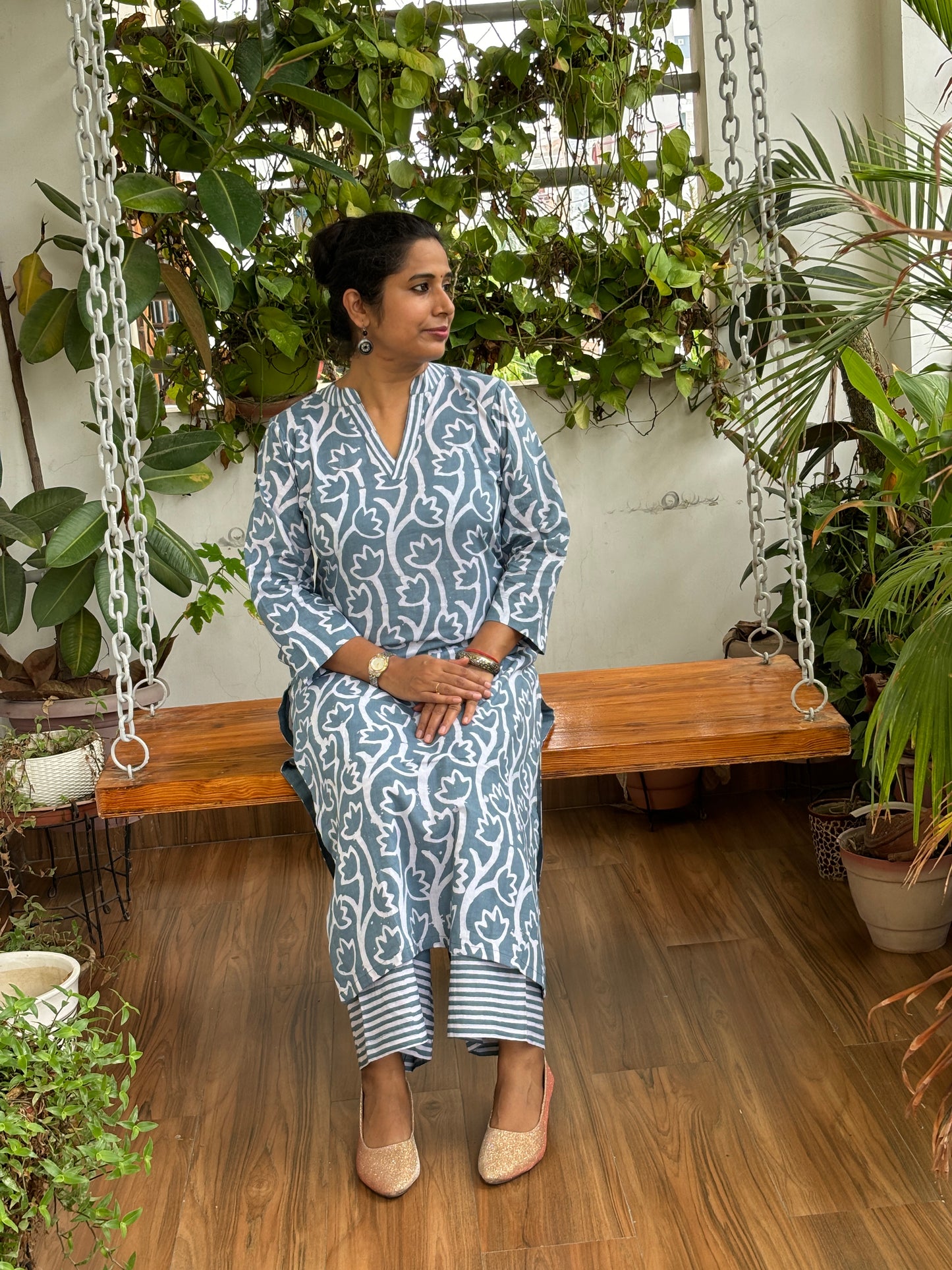 Asma Batik Grey Cotton Co-ord Set (Copy)