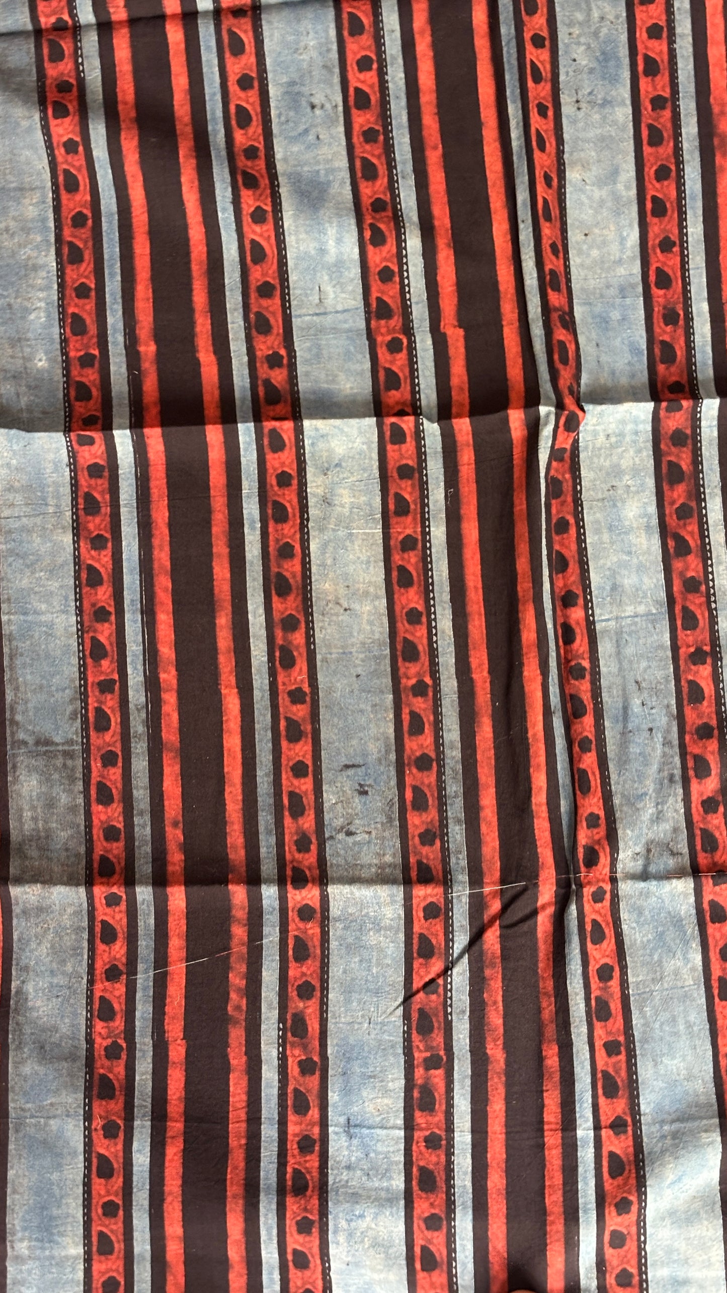 Natural Dyed Ajrakh Hand Block Printed organic cotton closer view