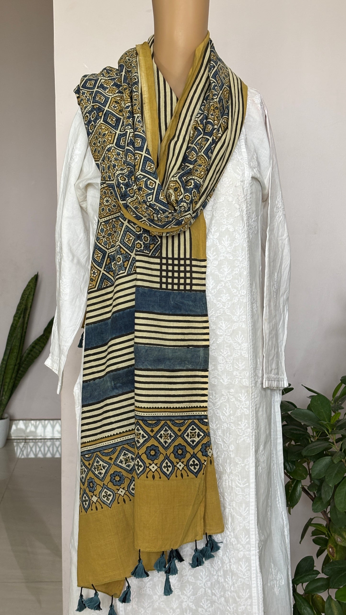 Ajrakh Cotton Contemporary Dupatta