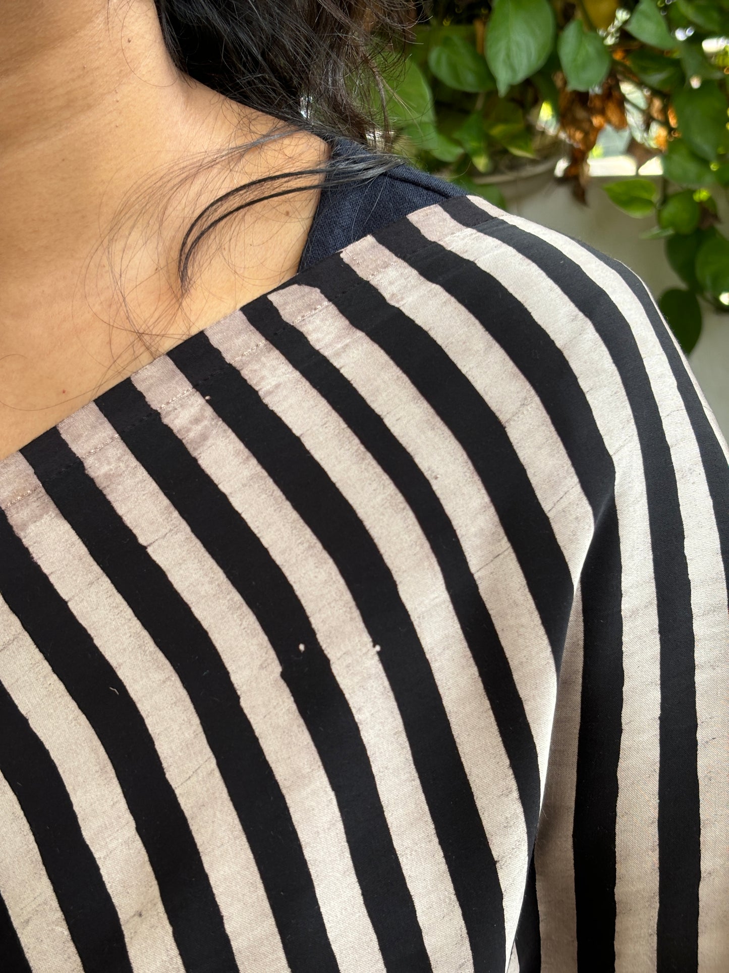 Raah Me Unse - Natural Dyed Madder and Pale Ivory Colour Contemporary Stripe Modal Saree