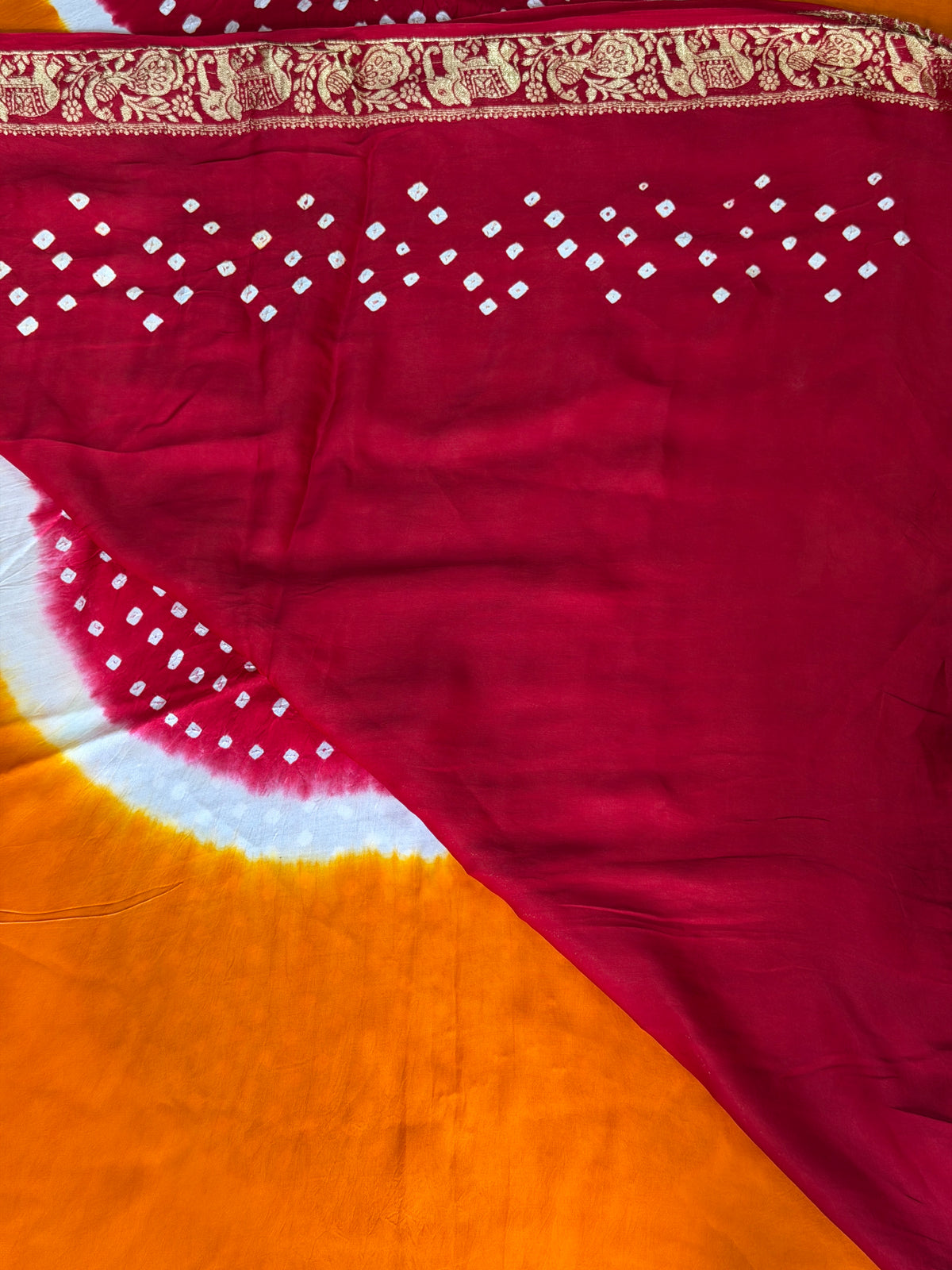 Modal Designer Bandhej Saree With Banarasi Border And Palla
