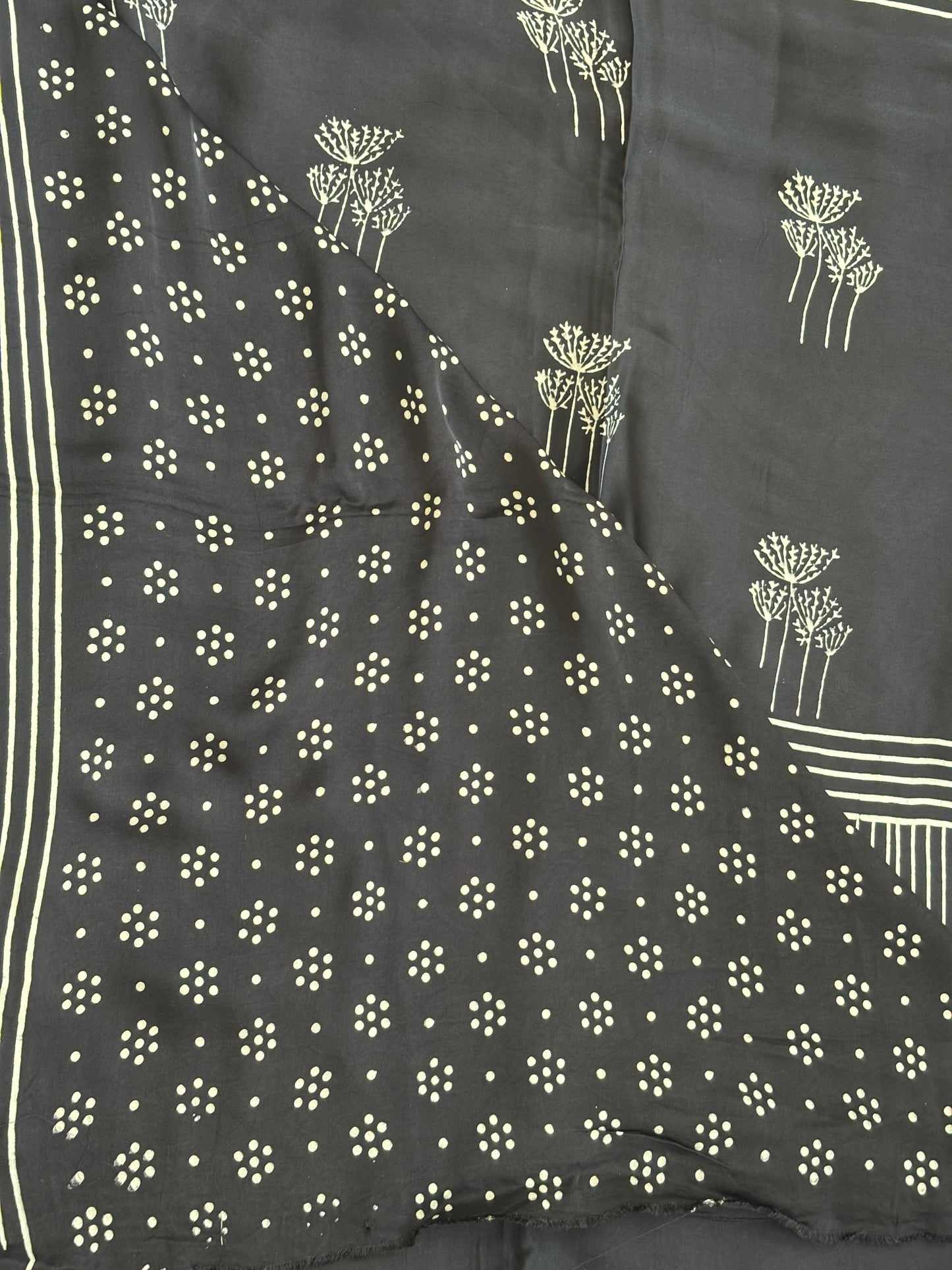 Baton Baton Mein - Natural Dyed Black Colour Contemporary Ajrakh Modal Saree