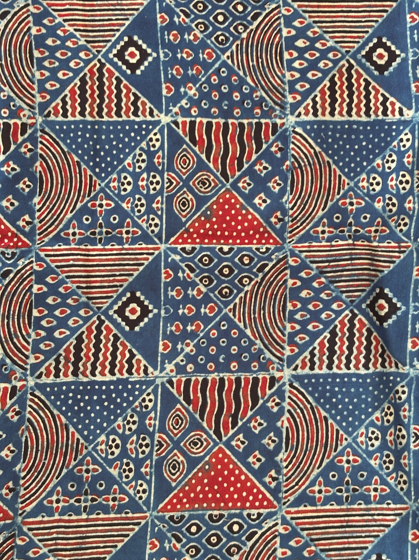 natural dyed Block Printed Ajrakh Modal Fabric closer view