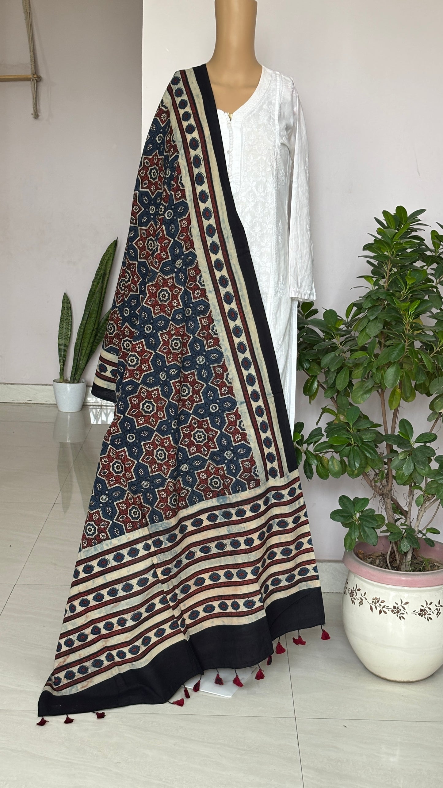 Ajrakh Cotton Contemporary Dupatta