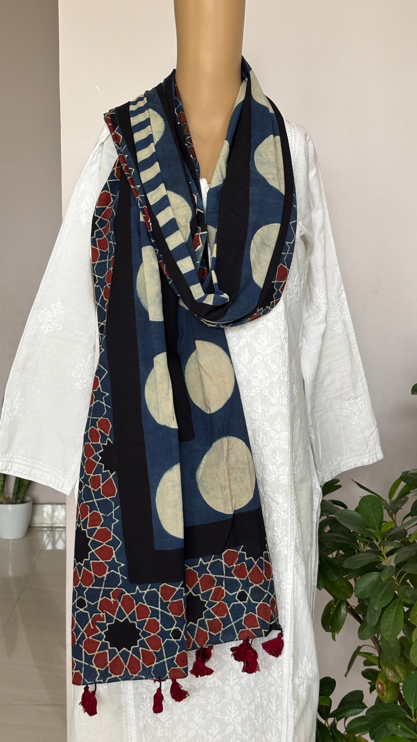 Ajrakh Cotton Contemporary Dupatta