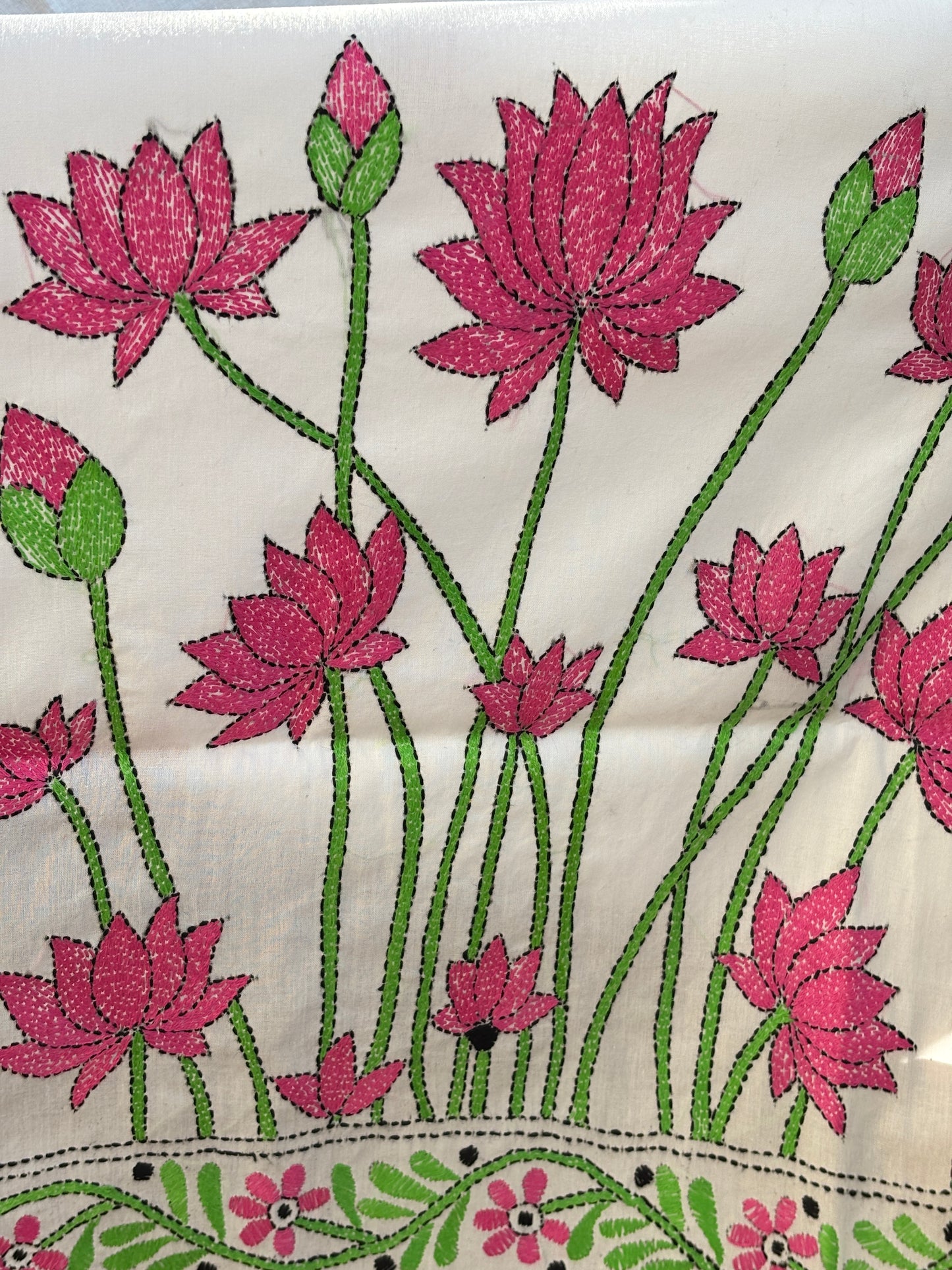 Kantha Hand Embroidered Pure Cotton Statement Dupatta