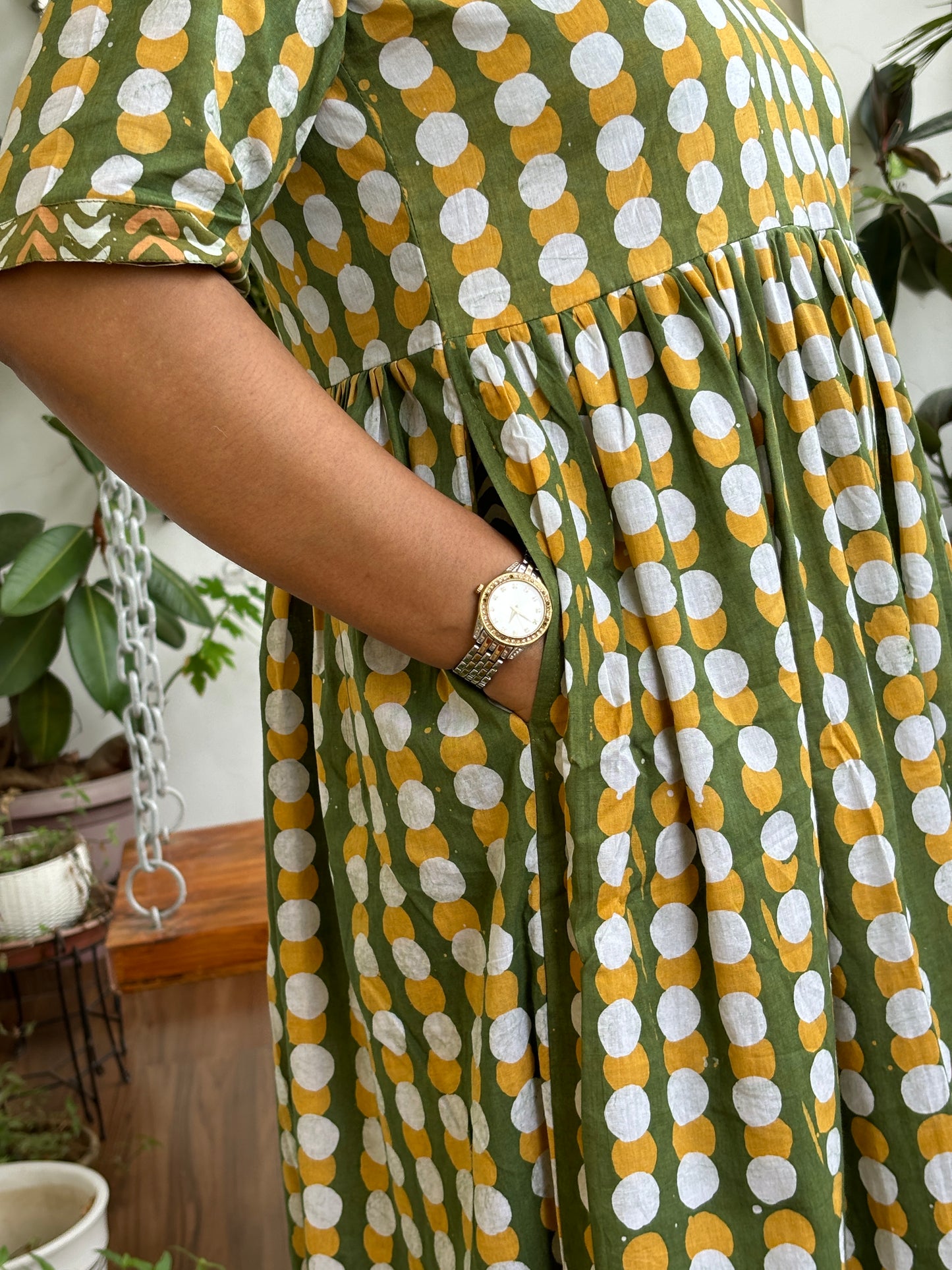 Bristi Batik Frock Style Green Cotton Co-Ord Set