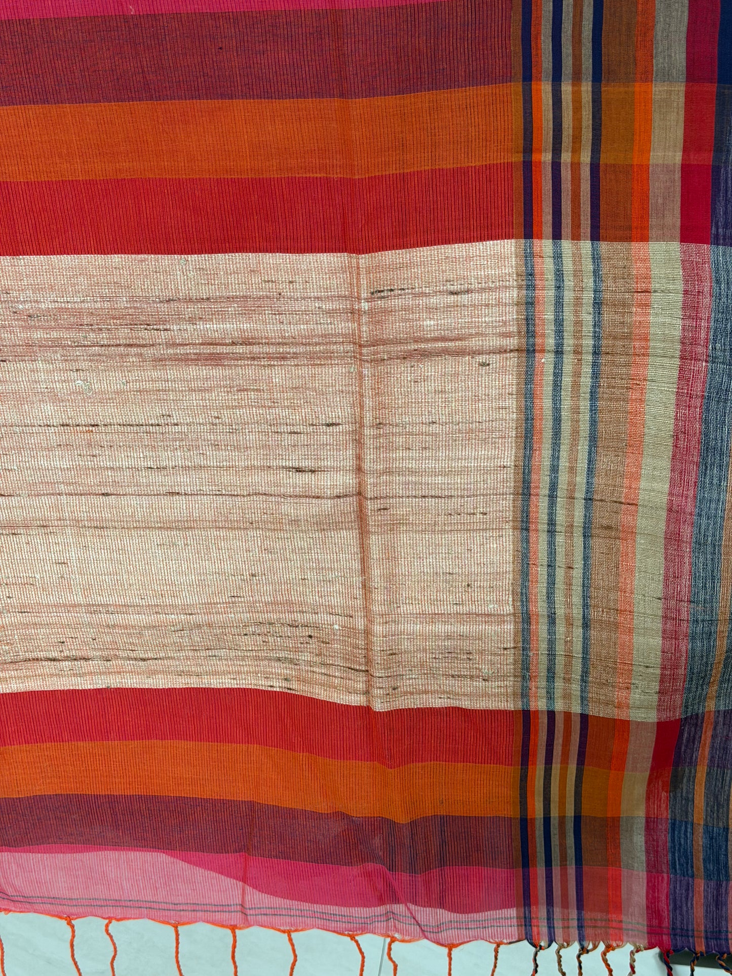 Handloom Cotton Tangail Saree With Jute Palla