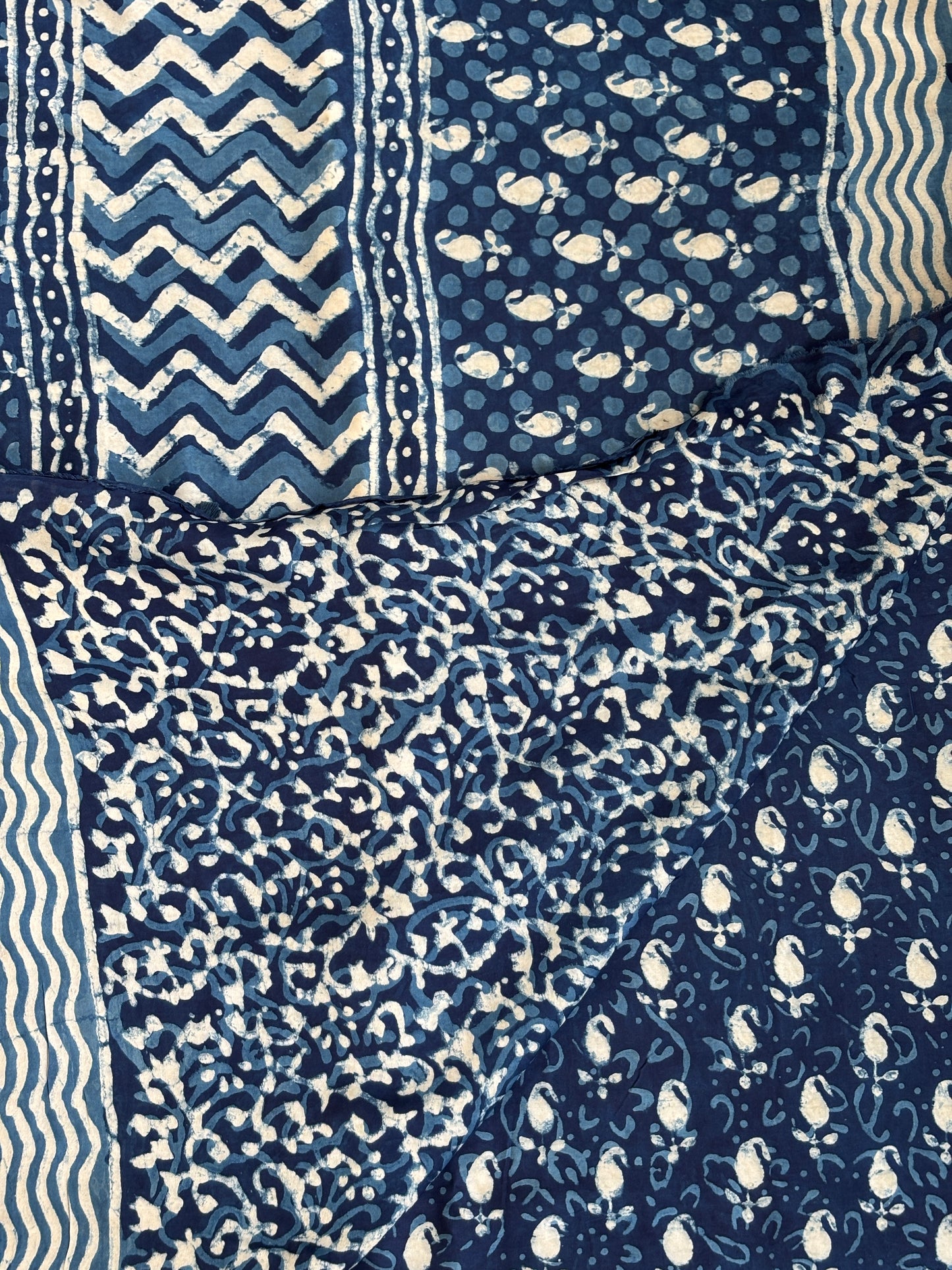 Indigo Dabu Hand Block Printed Modal Saree