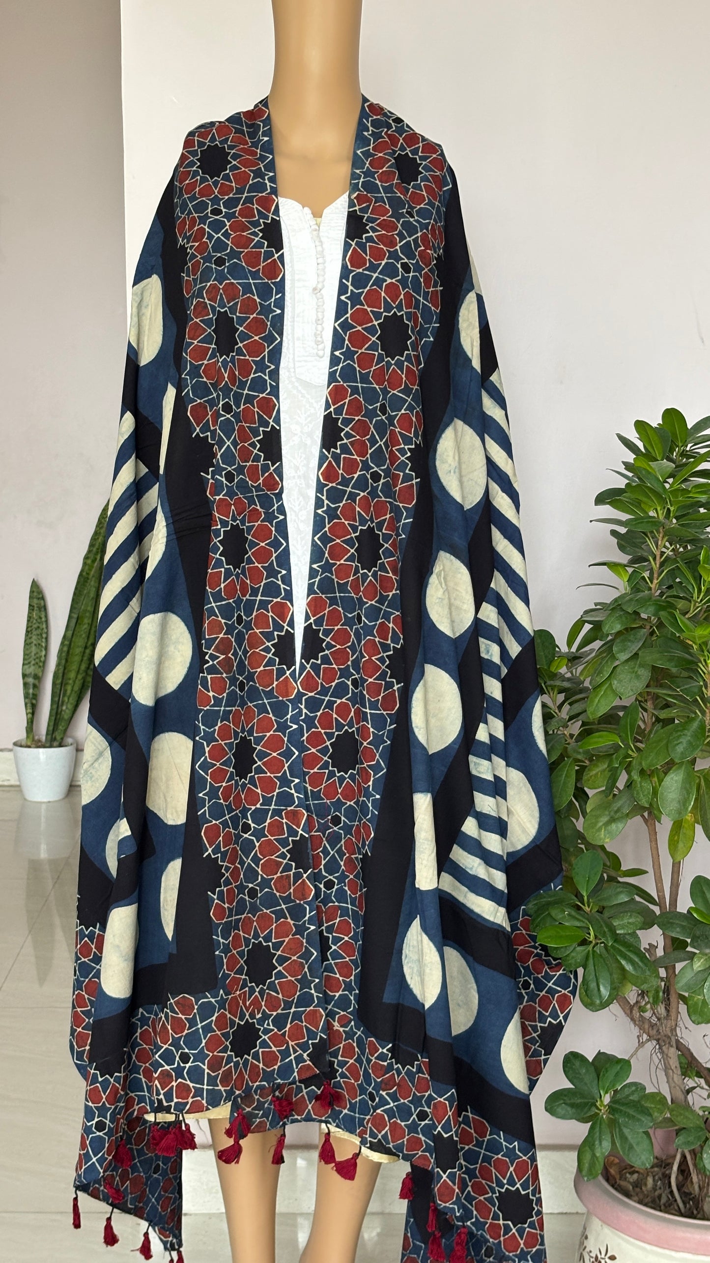 Ajrakh Cotton Contemporary Dupatta