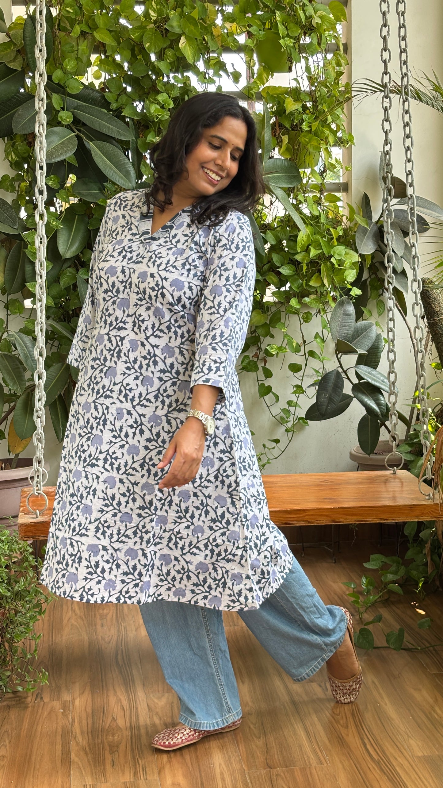 Avni Batik Cotton A Line Long Kurta