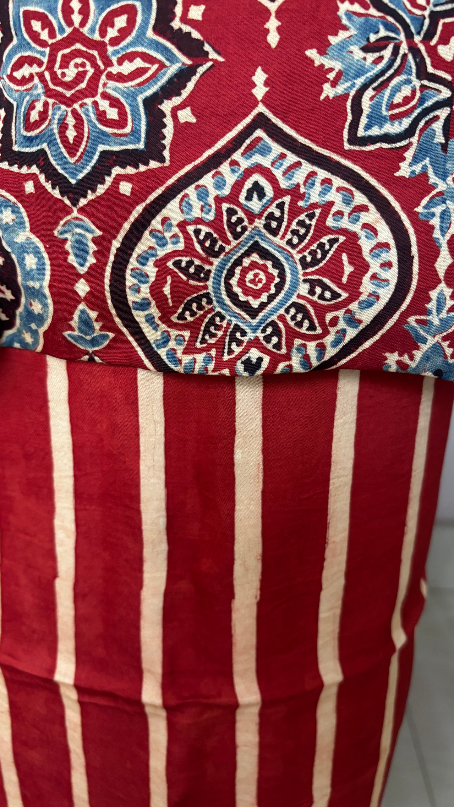 Natural Dyed Ajrakh modal 3 piece suit fabric bottom view