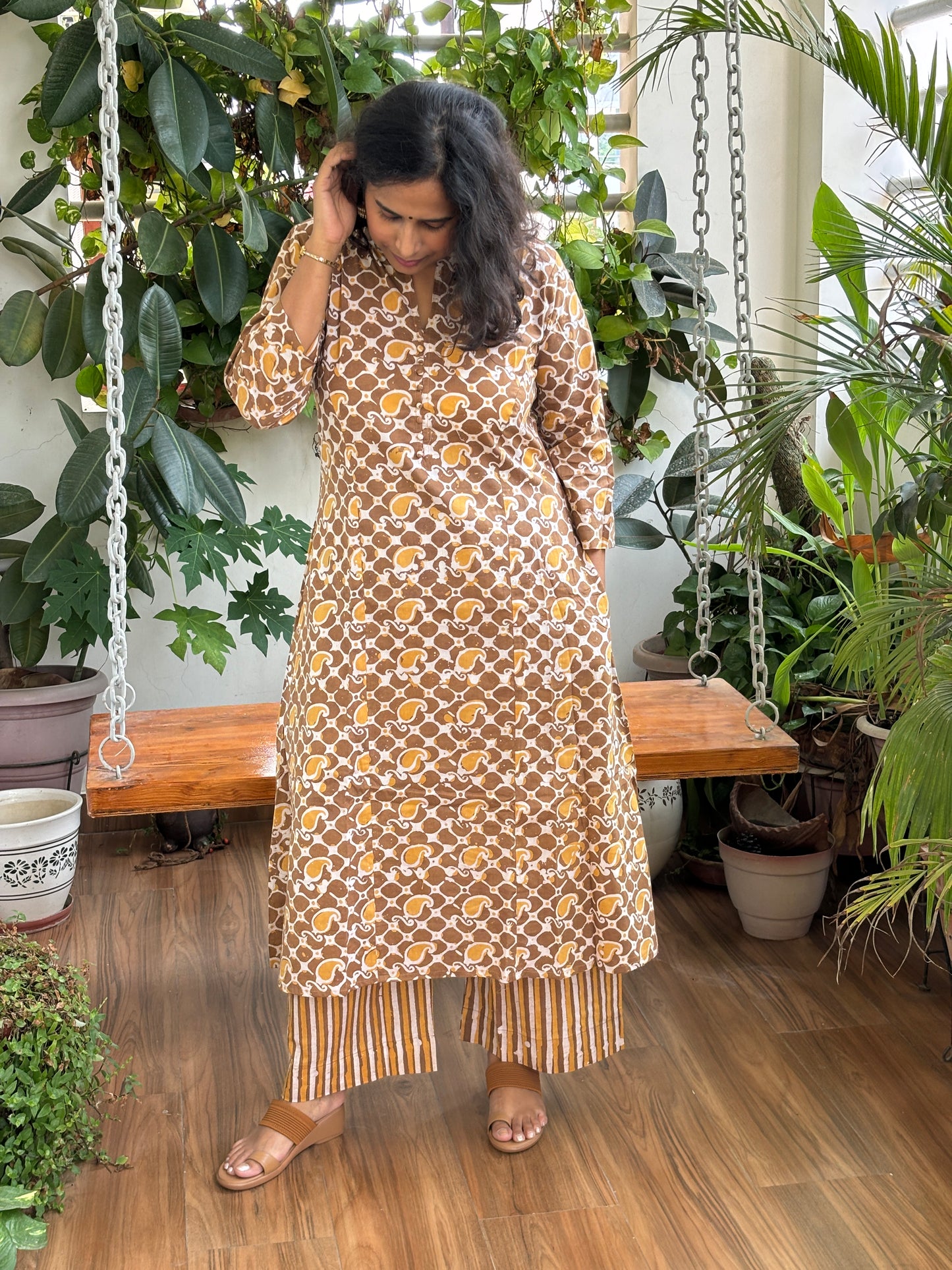Ambia Batik A-Line White Cotton Co-Ord Set