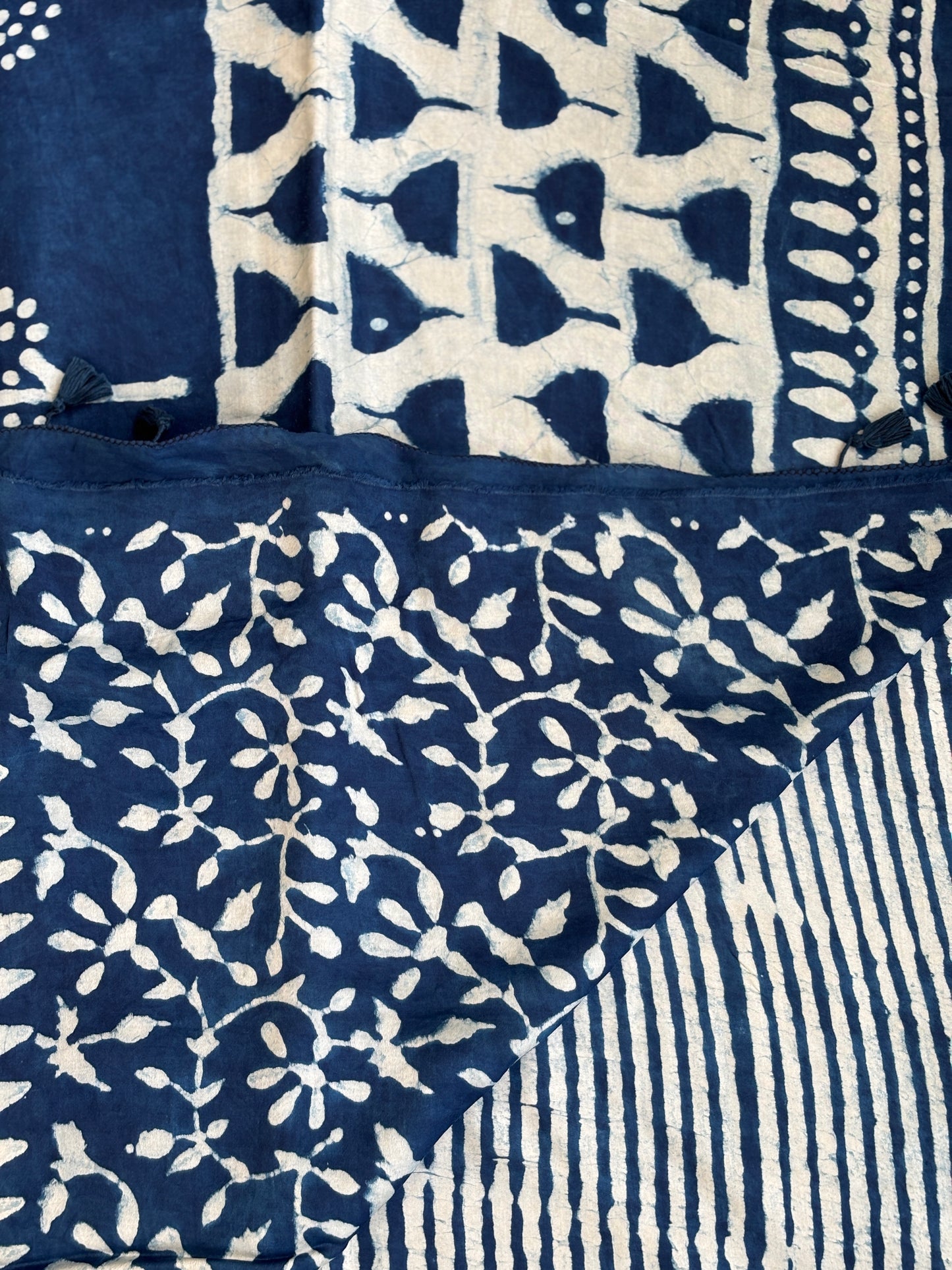 Dabu Hand Block Printed Pure Modal Silk Saree, Blouse