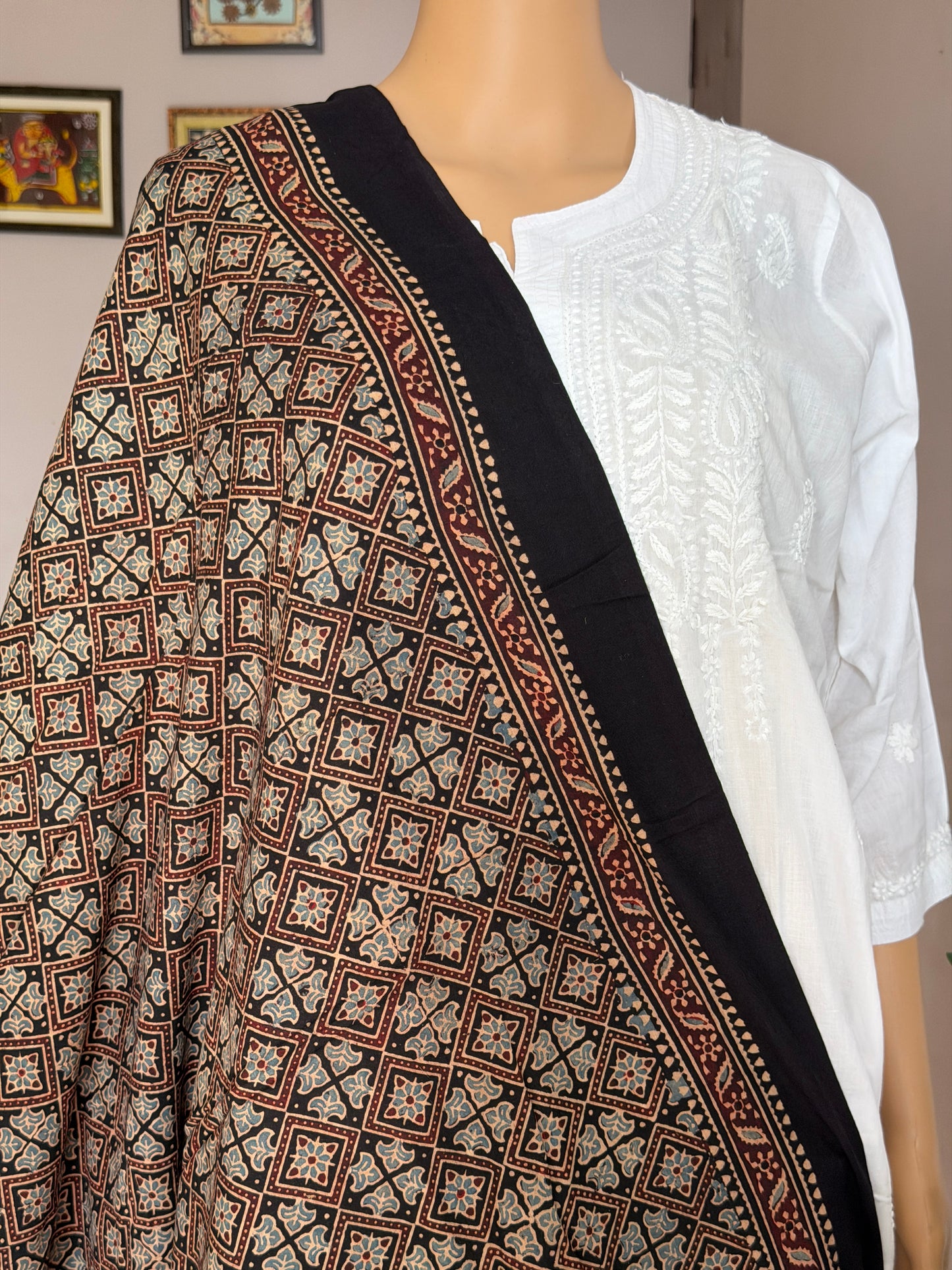 Ajrakh Cotton Contemporary Dupatta
