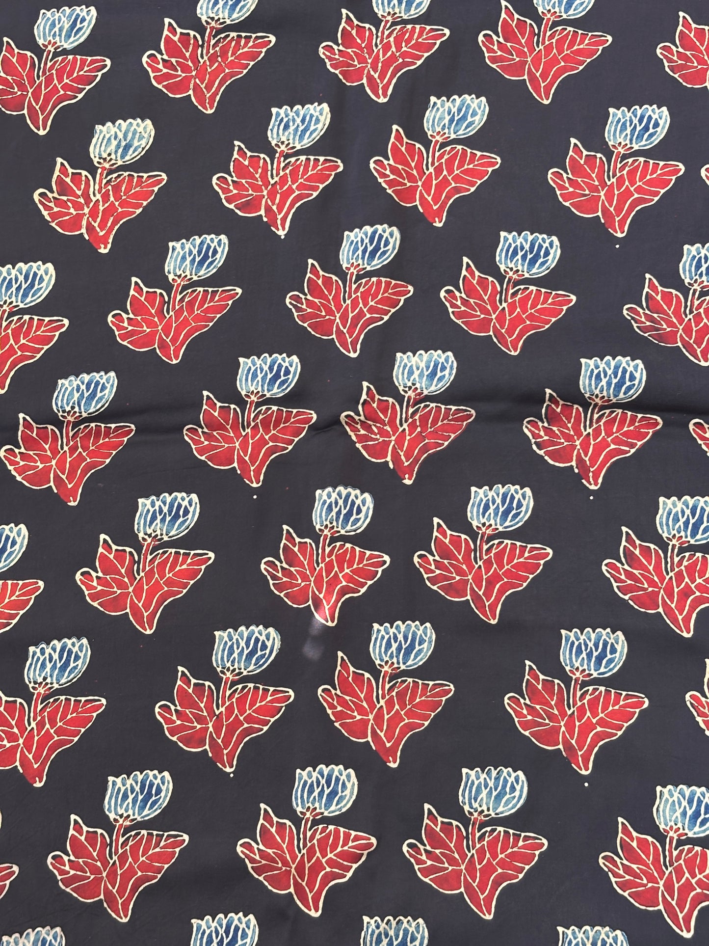 Natural Dyed Ajrakh Hand Block Printed modal fabric closer view