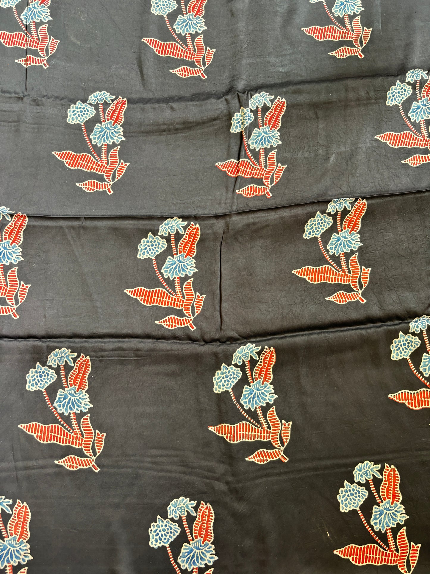 ajrakh modal black big buta,closer view.