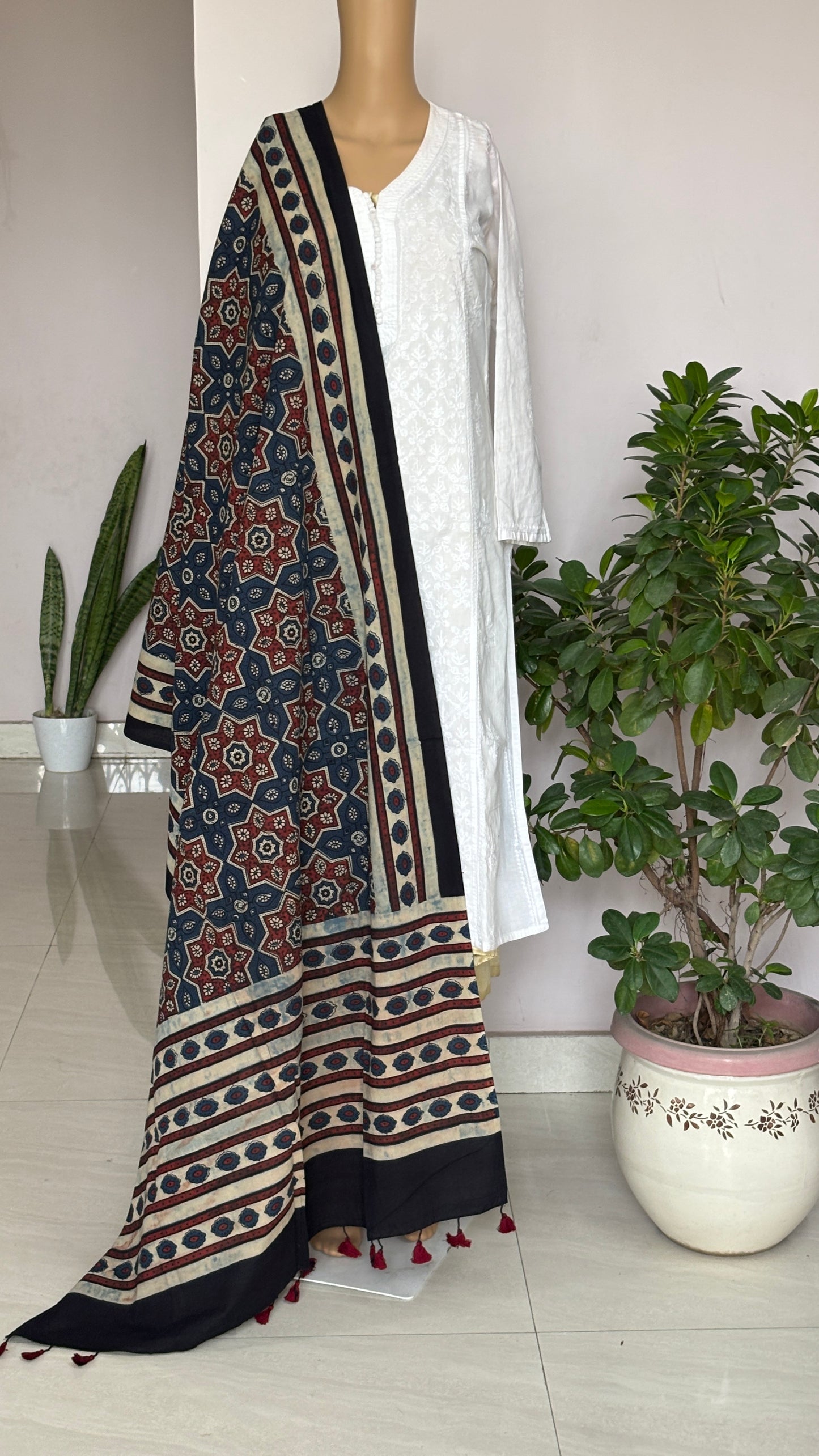 Ajrakh Cotton Contemporary Dupatta