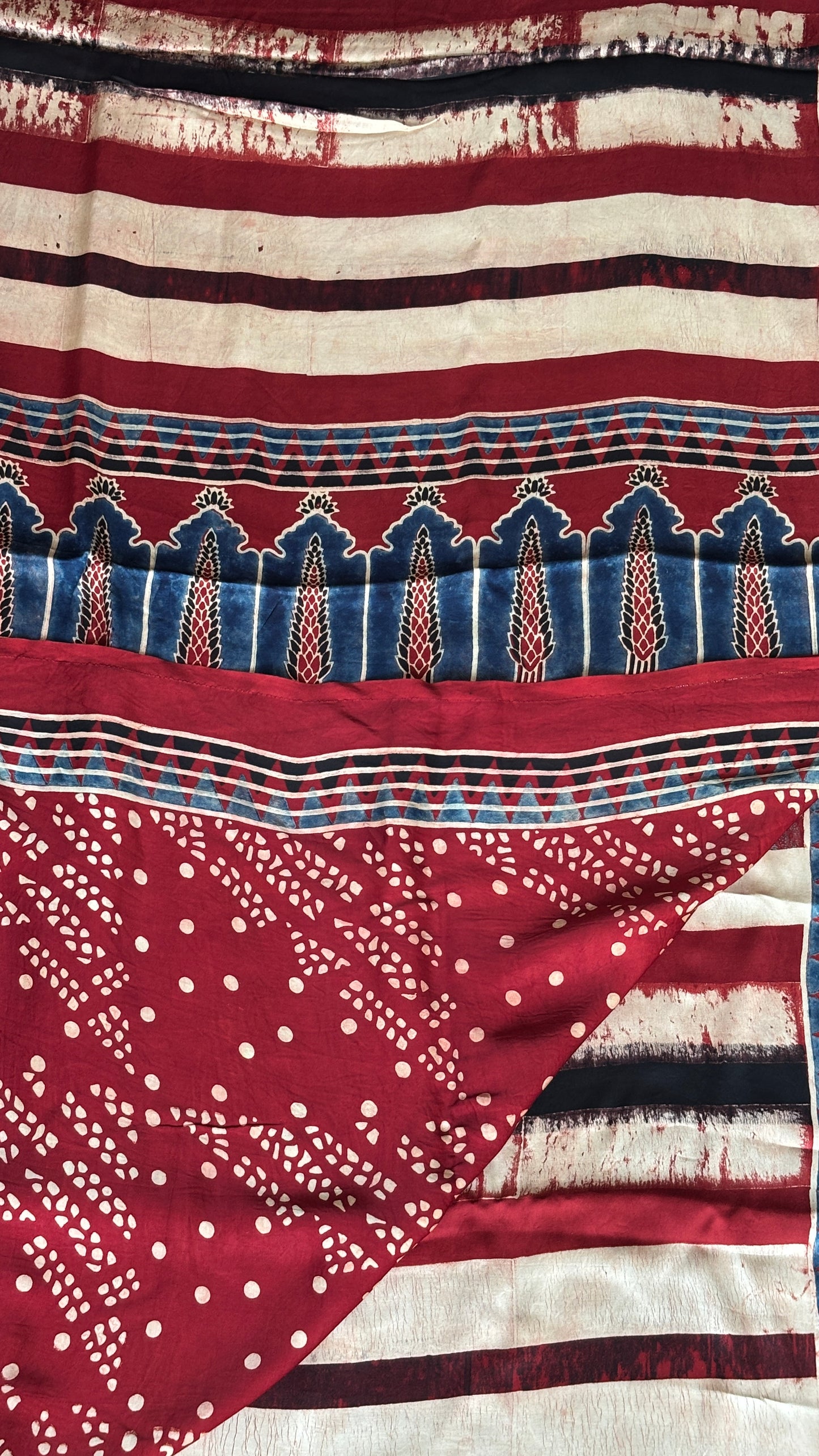 Chinmayee- Natural Dyed Madder Indigo and Black Colour Contemporary Ajrakh Modal Saree