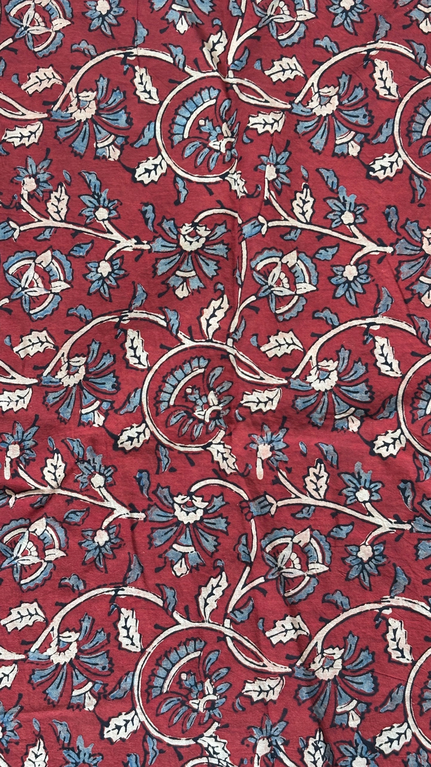 Natural Dyed Ajrakh Hand Block Printed organic cotton closer view