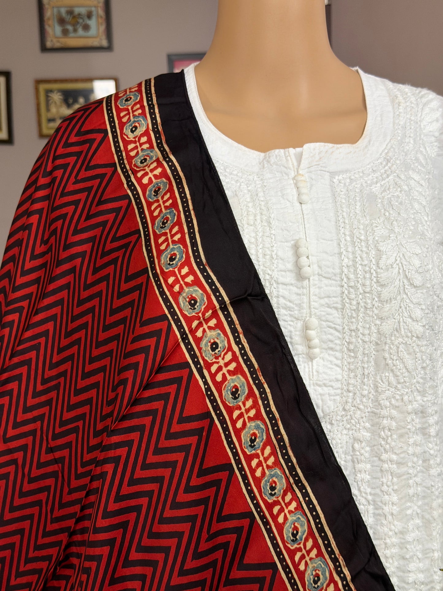 Ajrakh Contemporary Hand Block Printed Modal Stole