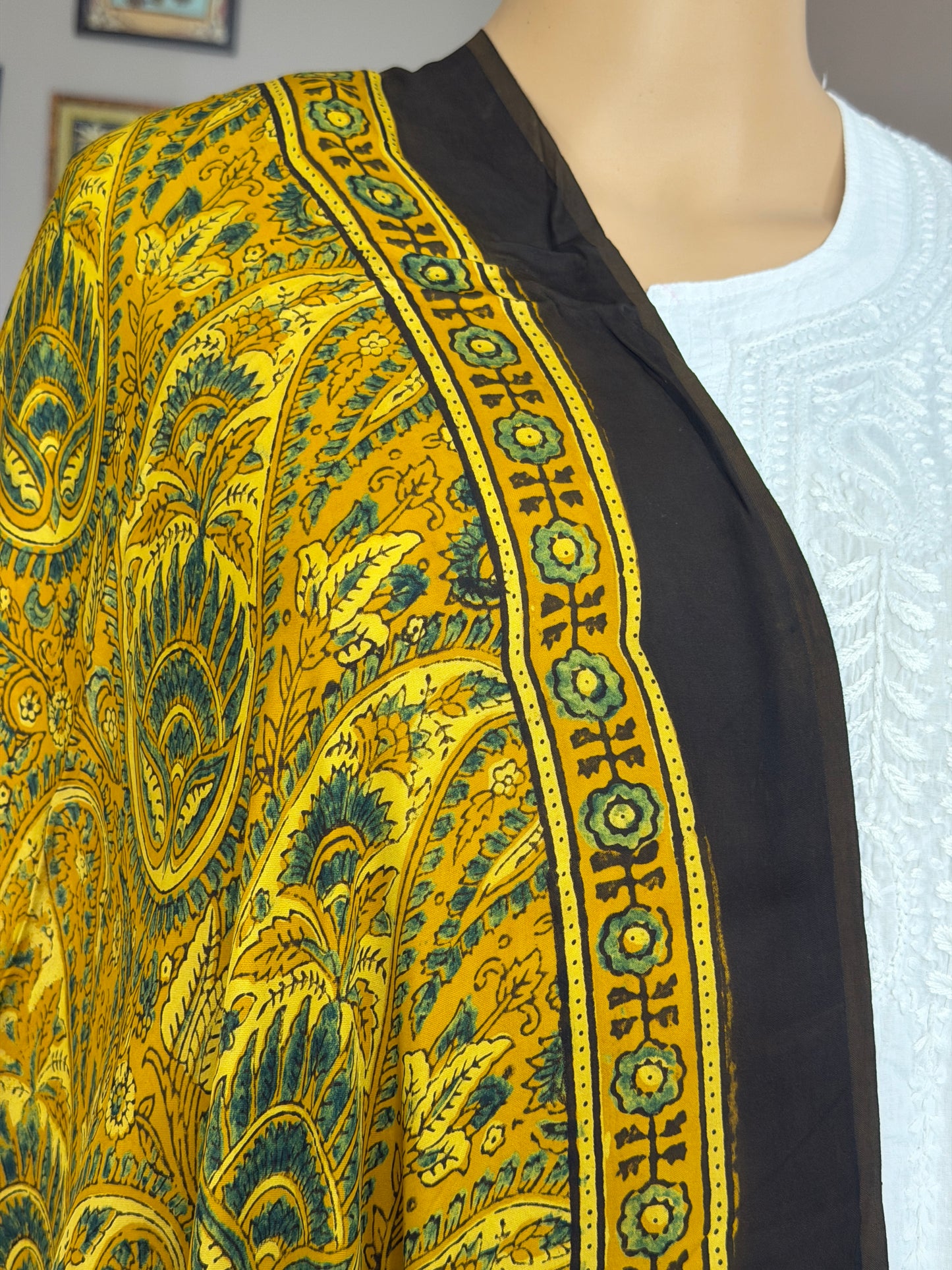 Ajrakh Yellow Modal Dupatta