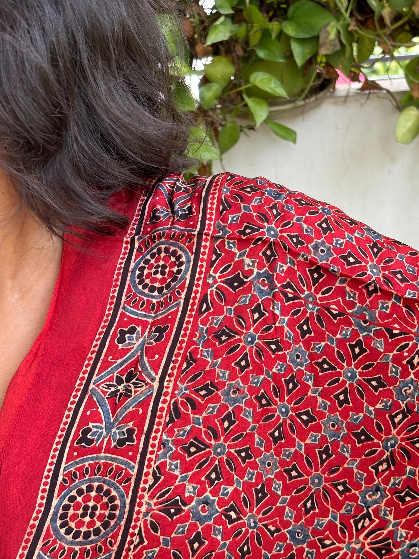 Ajrakh Modal Natural Dyed Small Geometrical Motif Dupatta