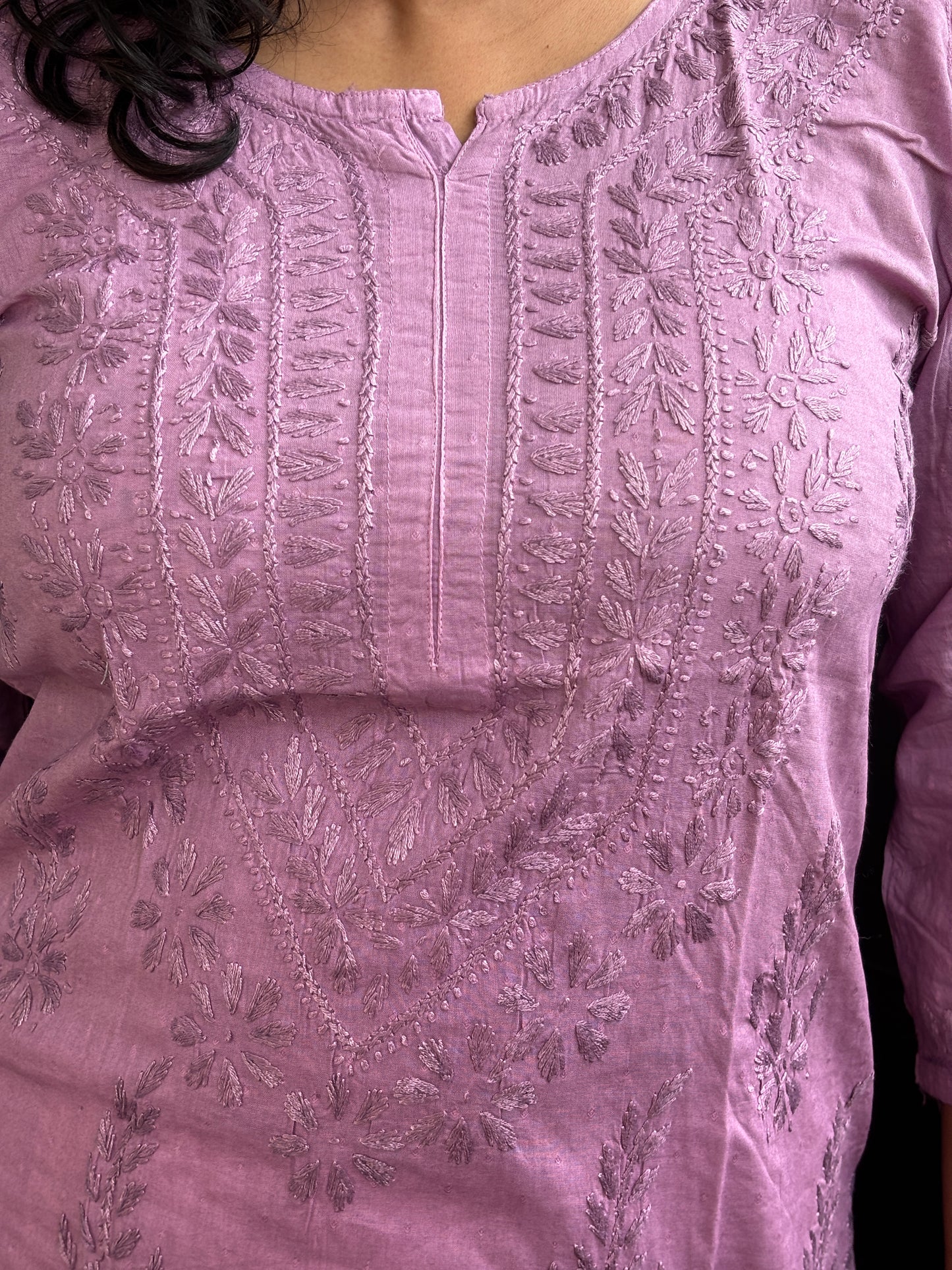 Cotton Chikan Hand Embroidered Ombre Dyed Kurti