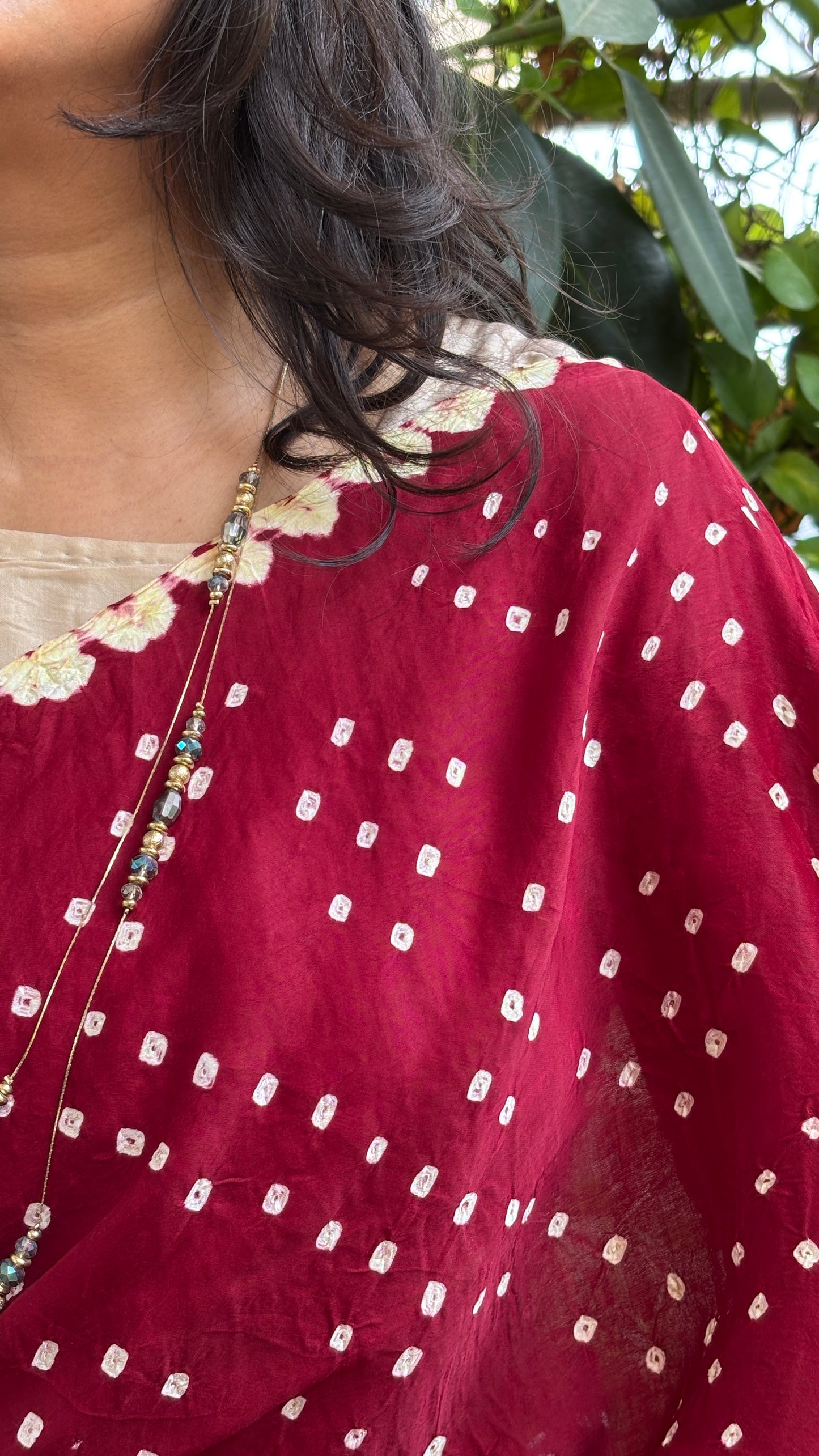 Ranga Maati - Maroon Hand Bandhej Modal Saree