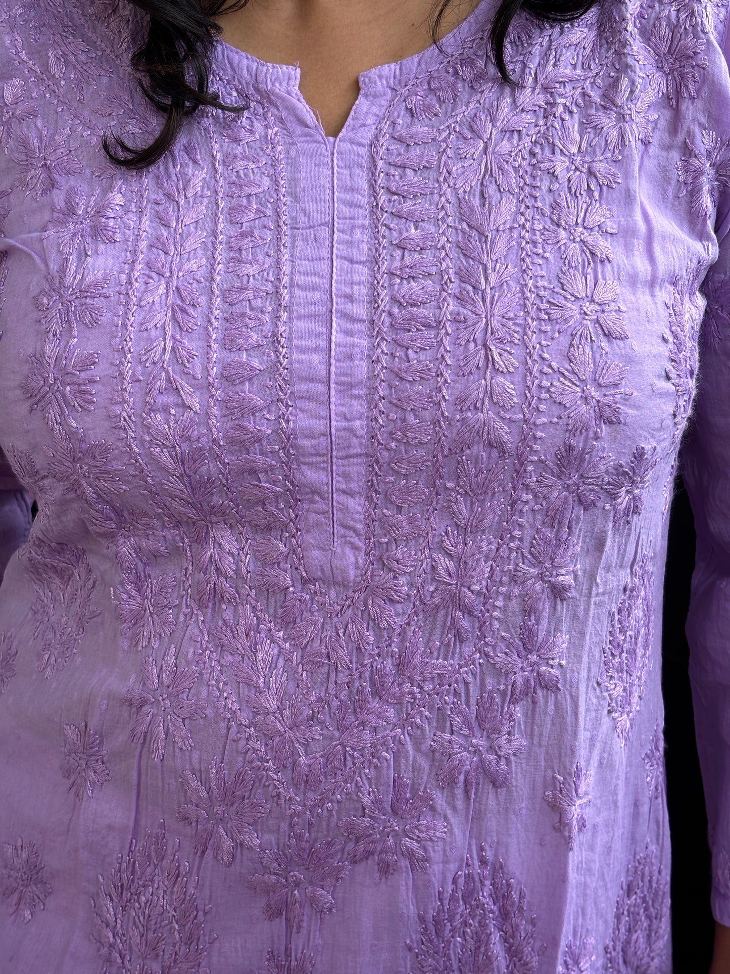 Cotton Chikan Hand Embroidered Kurti