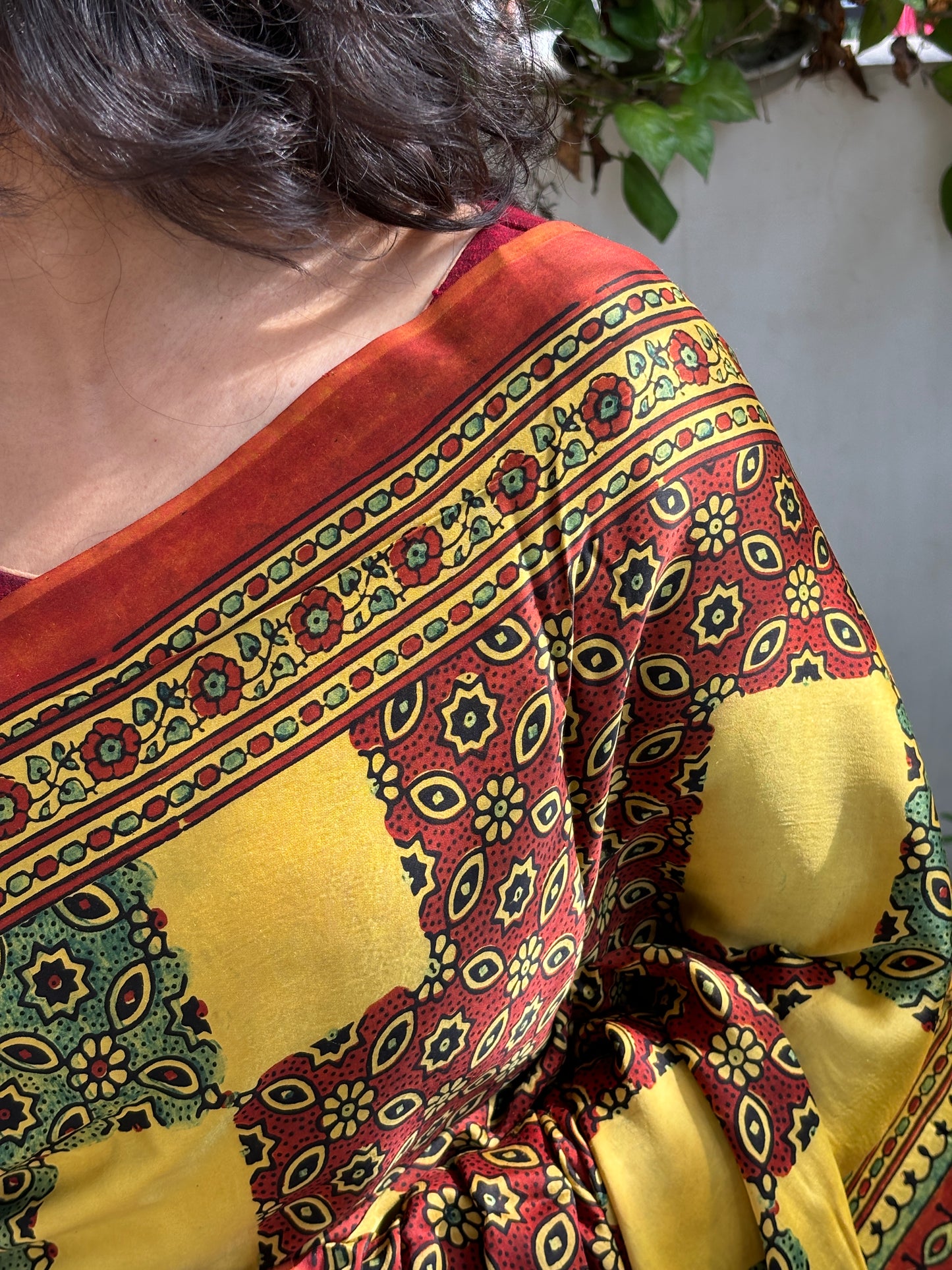Rangilo Maro - Natural Dye Yellow and Green Modal Premium Saree Contemporary Motif