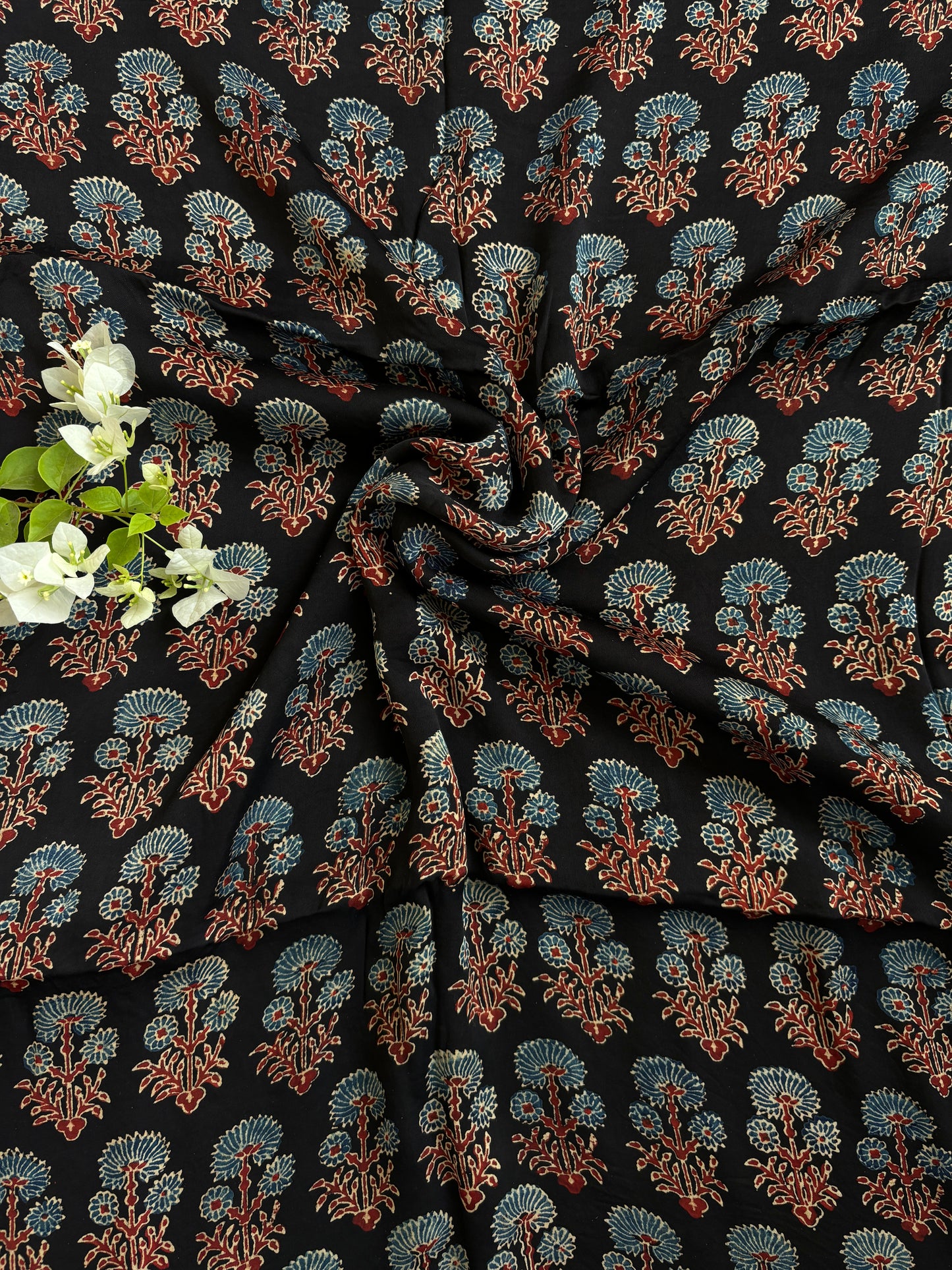 Ajrakh modal fabric, pure modal, closer view.