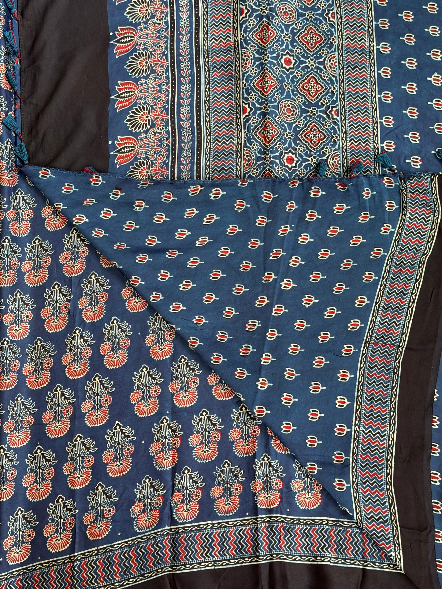 Ajrakh Modal Indigo Saree