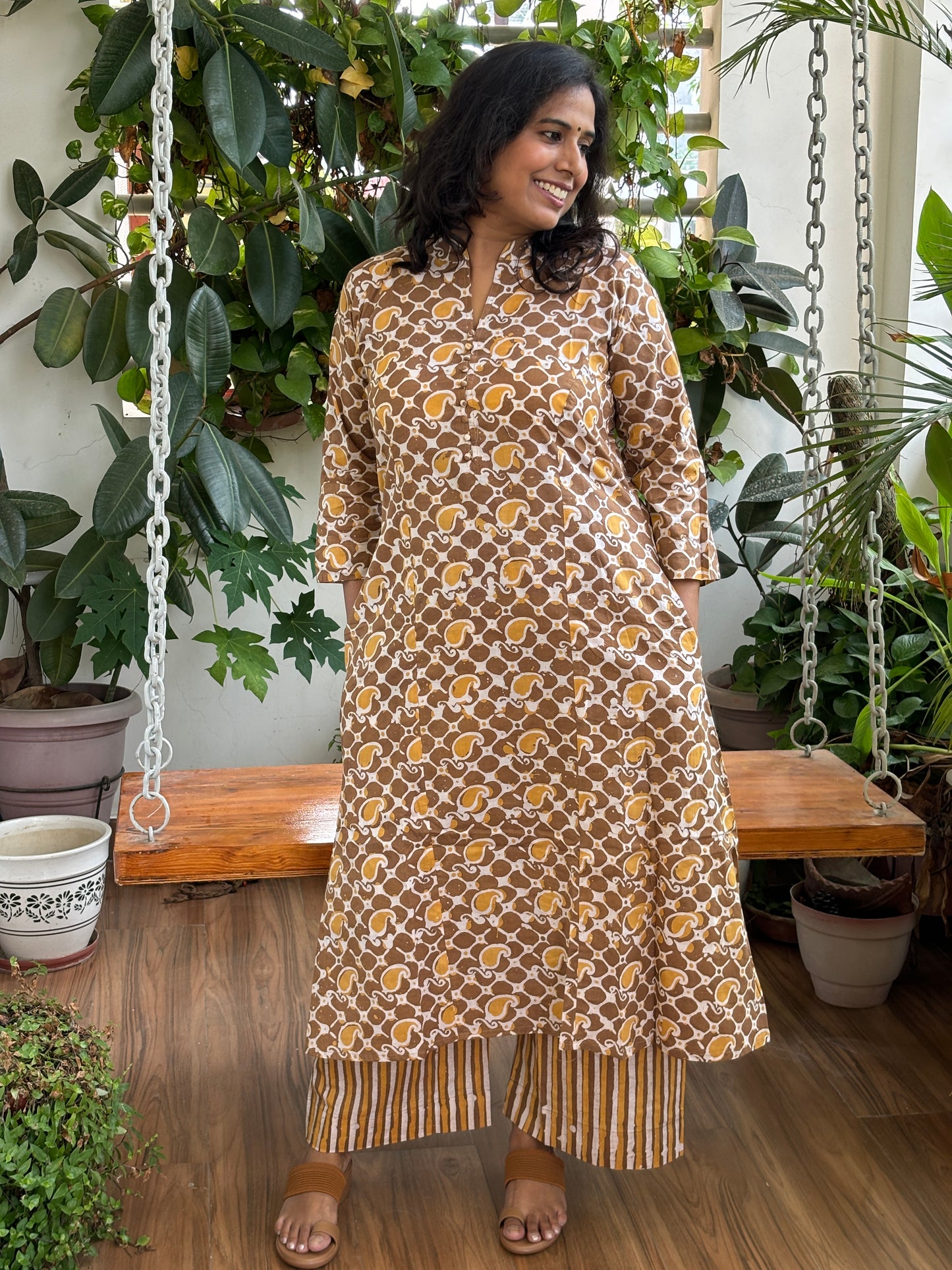 Ambia Batik A-Line White Cotton Co-Ord Set