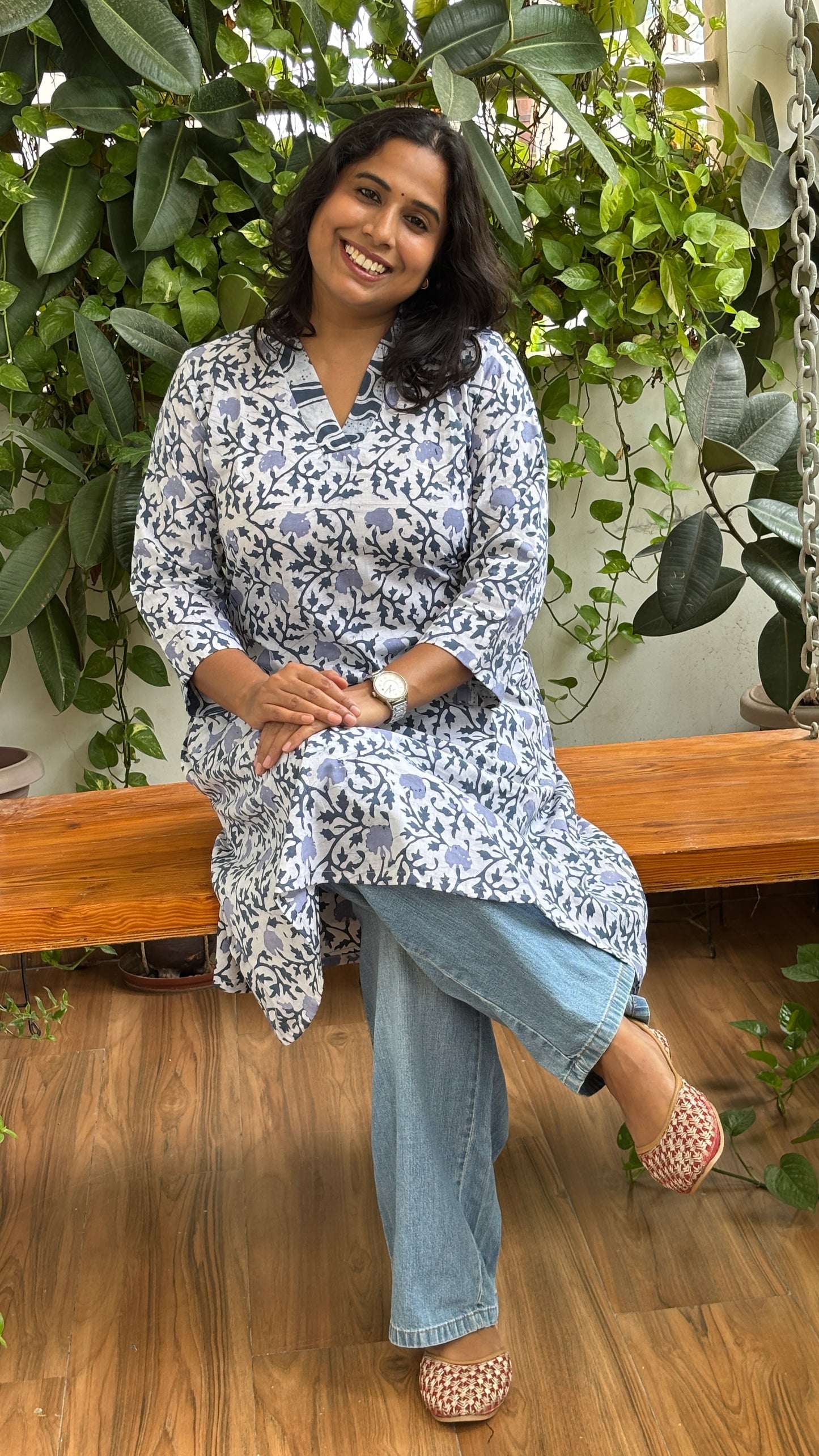 Avni Batik Cotton A Line Long Kurta