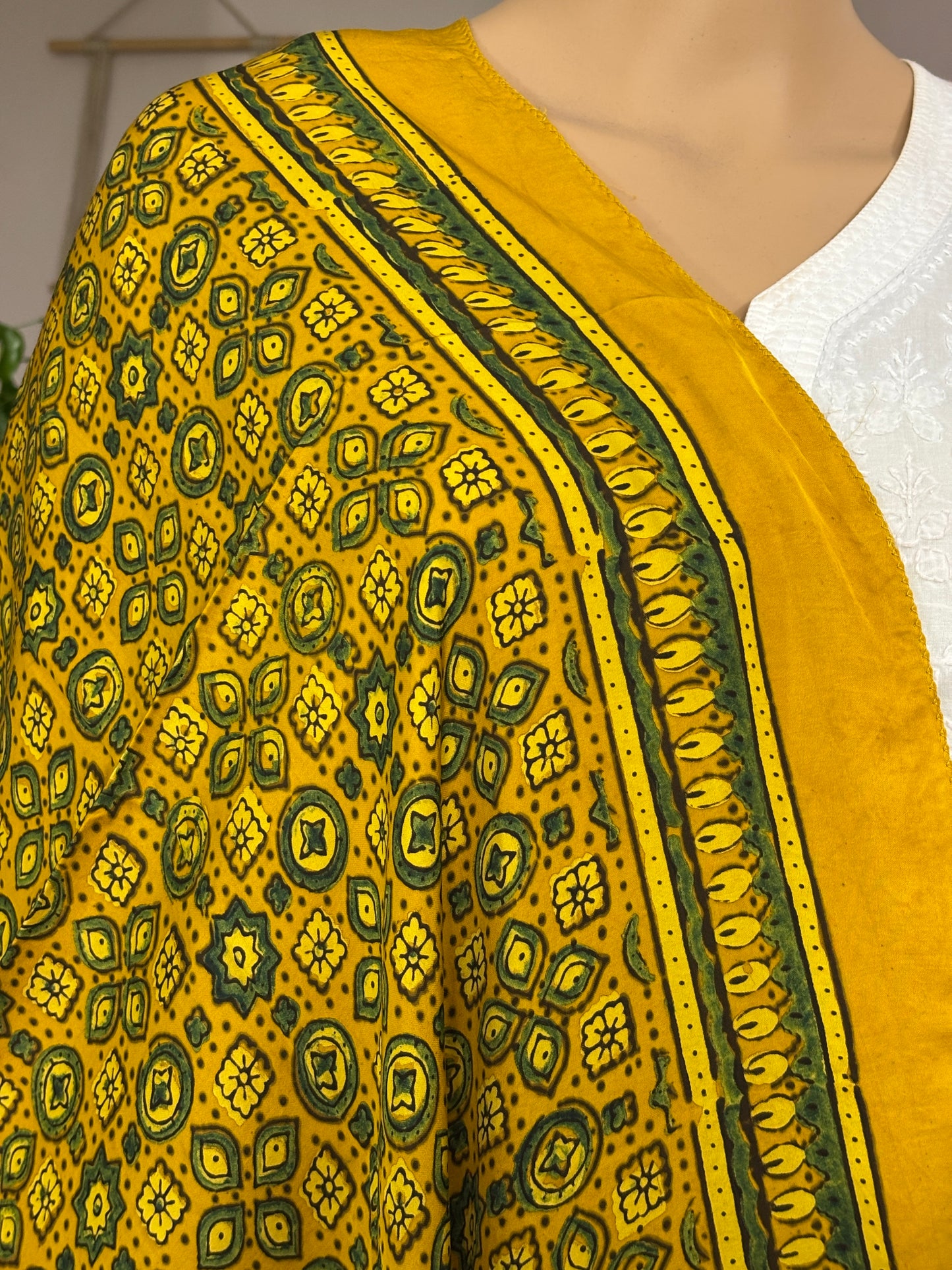 Yellow Mashup Natural Dyed Ajrakh Modal Stole