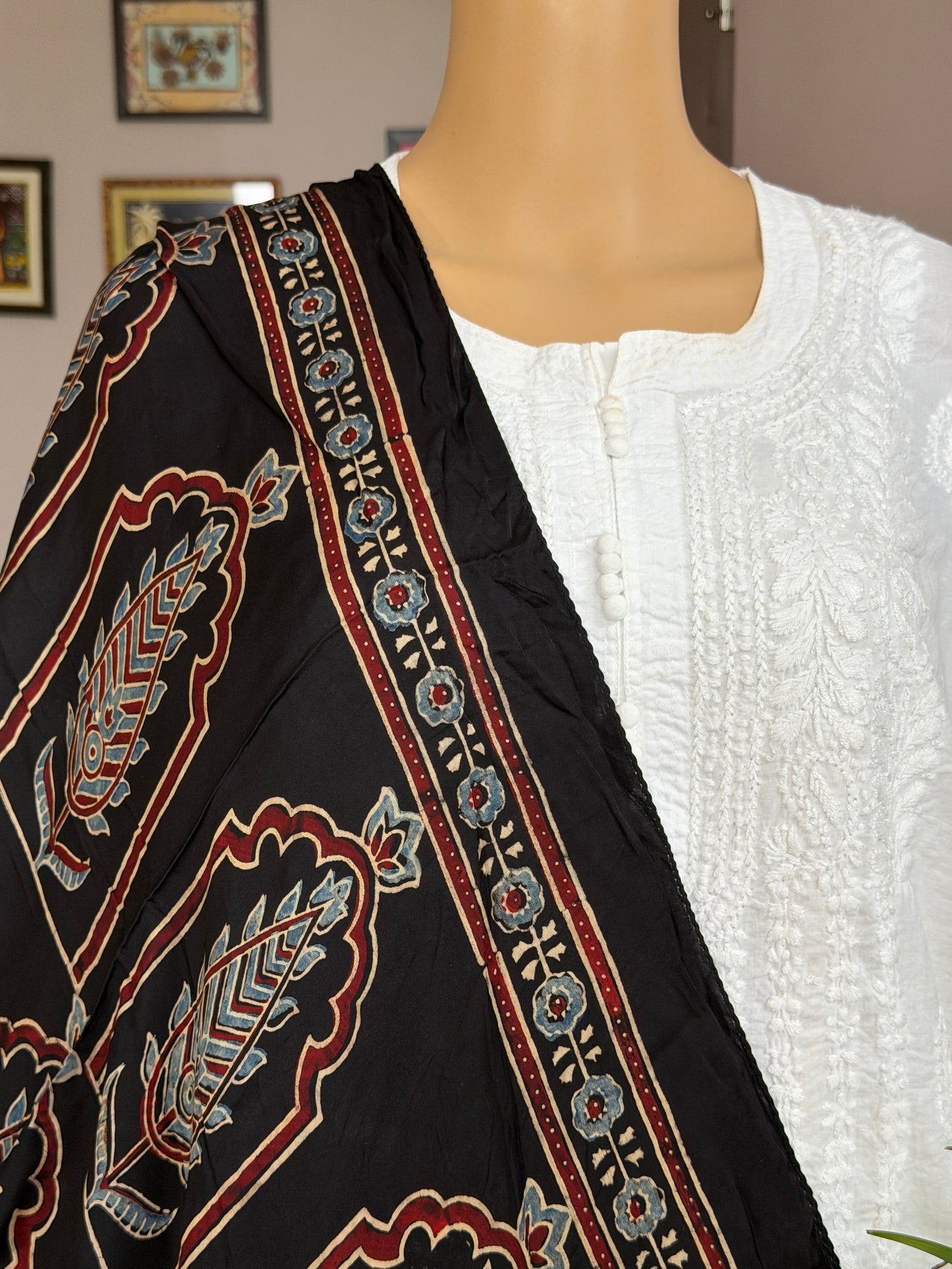 Ajrakh Hand Block Printed Modal Stole
