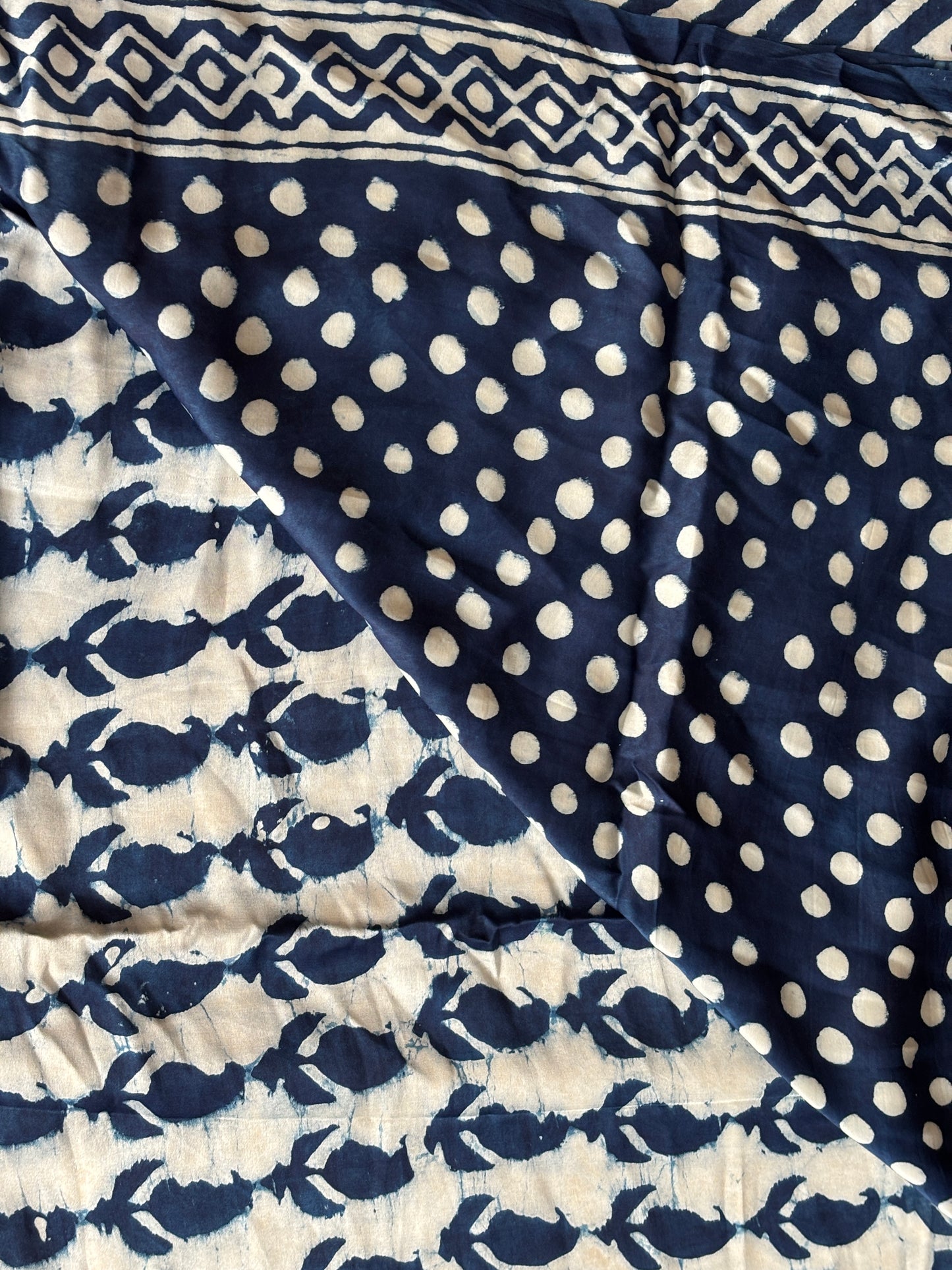 Indigo Dabu Hand Block Printed Modal Saree