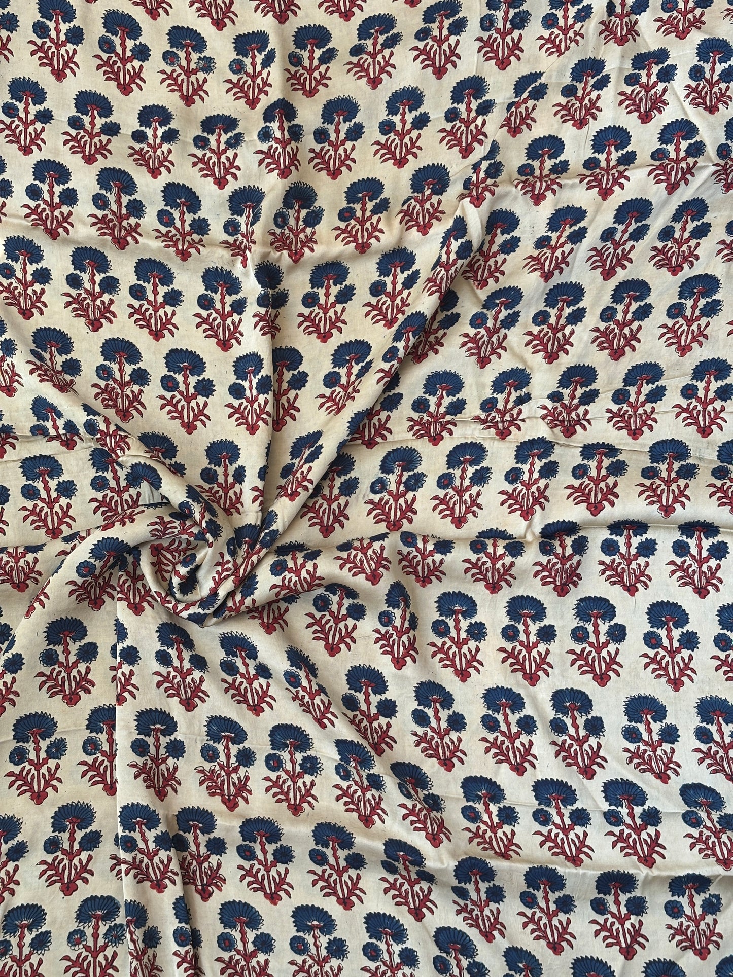 off white Marigold Motif Modal Fabric,marigold front view.