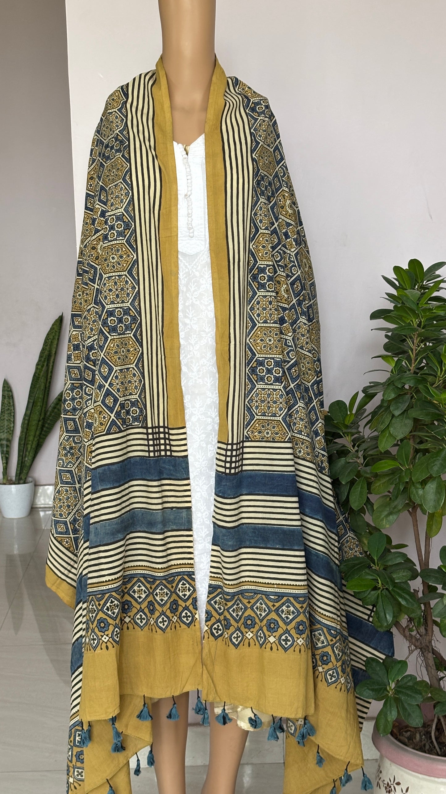 Ajrakh Cotton Contemporary Dupatta