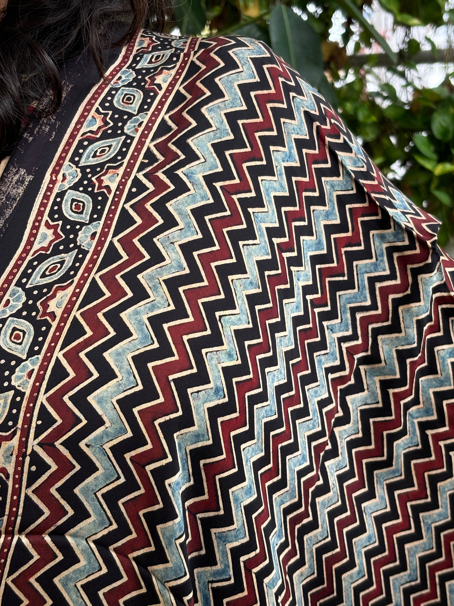 Ajrakh Modal Black and Indigo Contemporary Dupatta