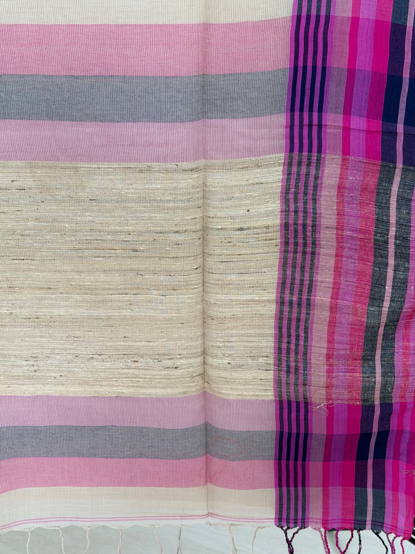Handloom Cotton Tangail Saree With Jute Palla