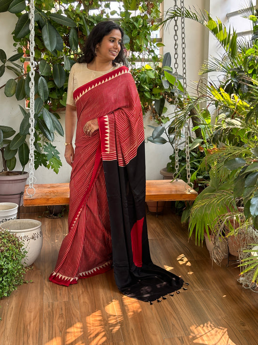 Aura and Charm - Natural Dyed Madder Colour Contemporary Ajrakh Modal Sree
