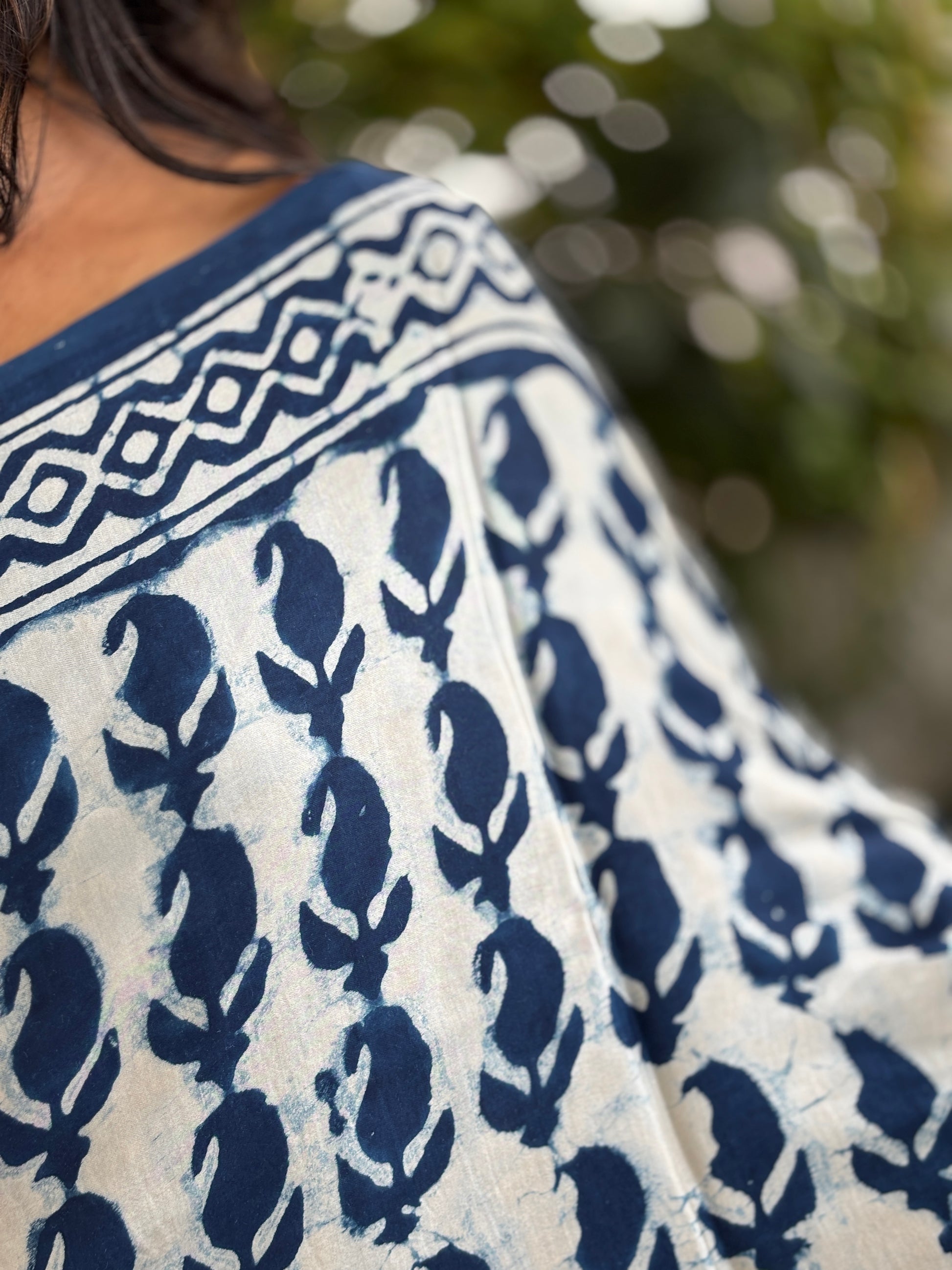 Dabu Hand Block Printed Pure Modal Silk Saree, zoom