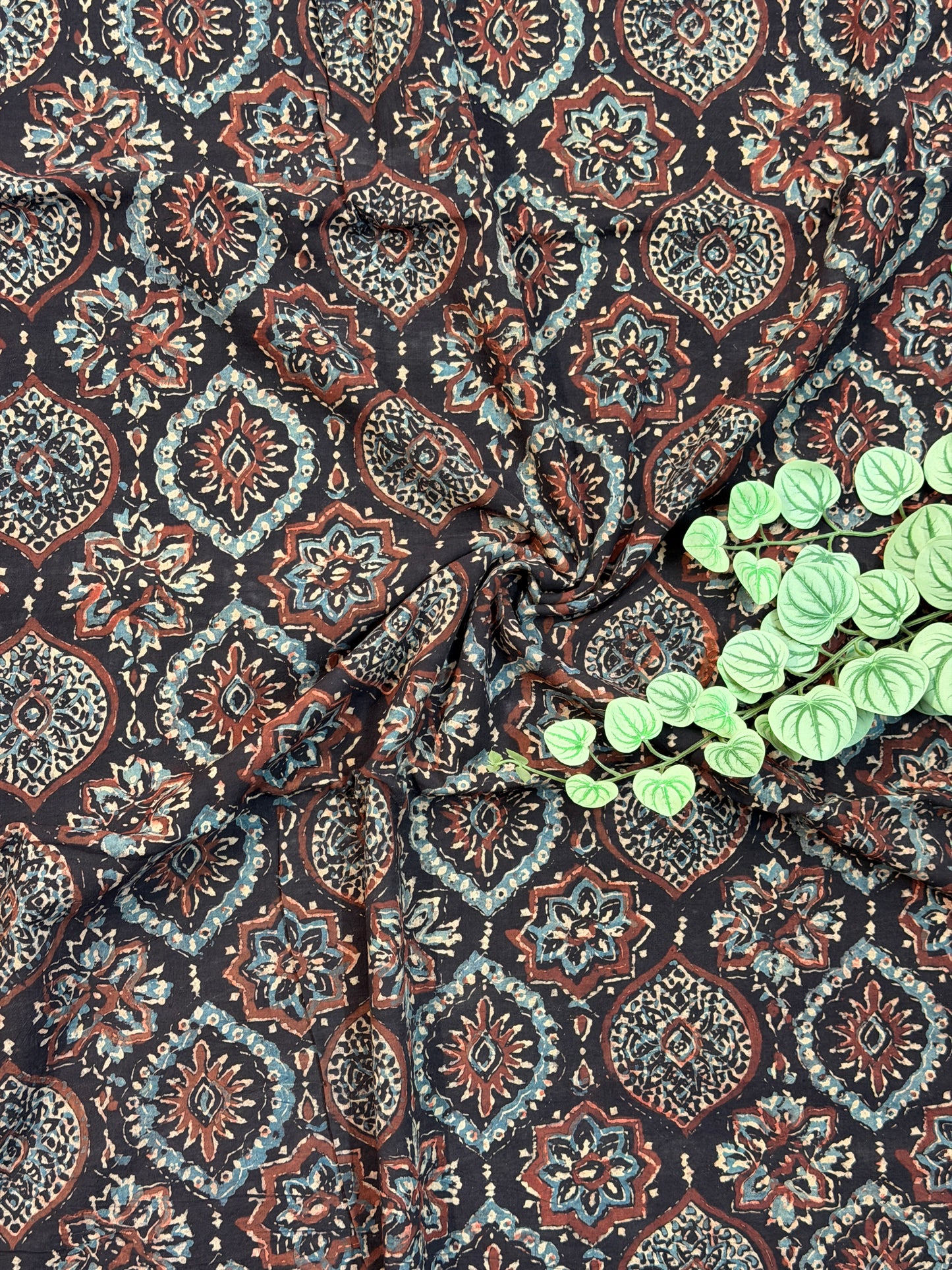Black Ajrakh Cotton Fabric