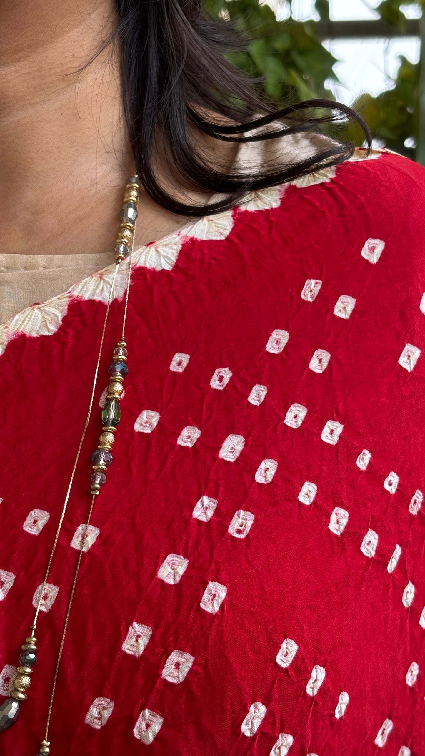 Roddur - Red Colour Hand Bandhej Modal Saree