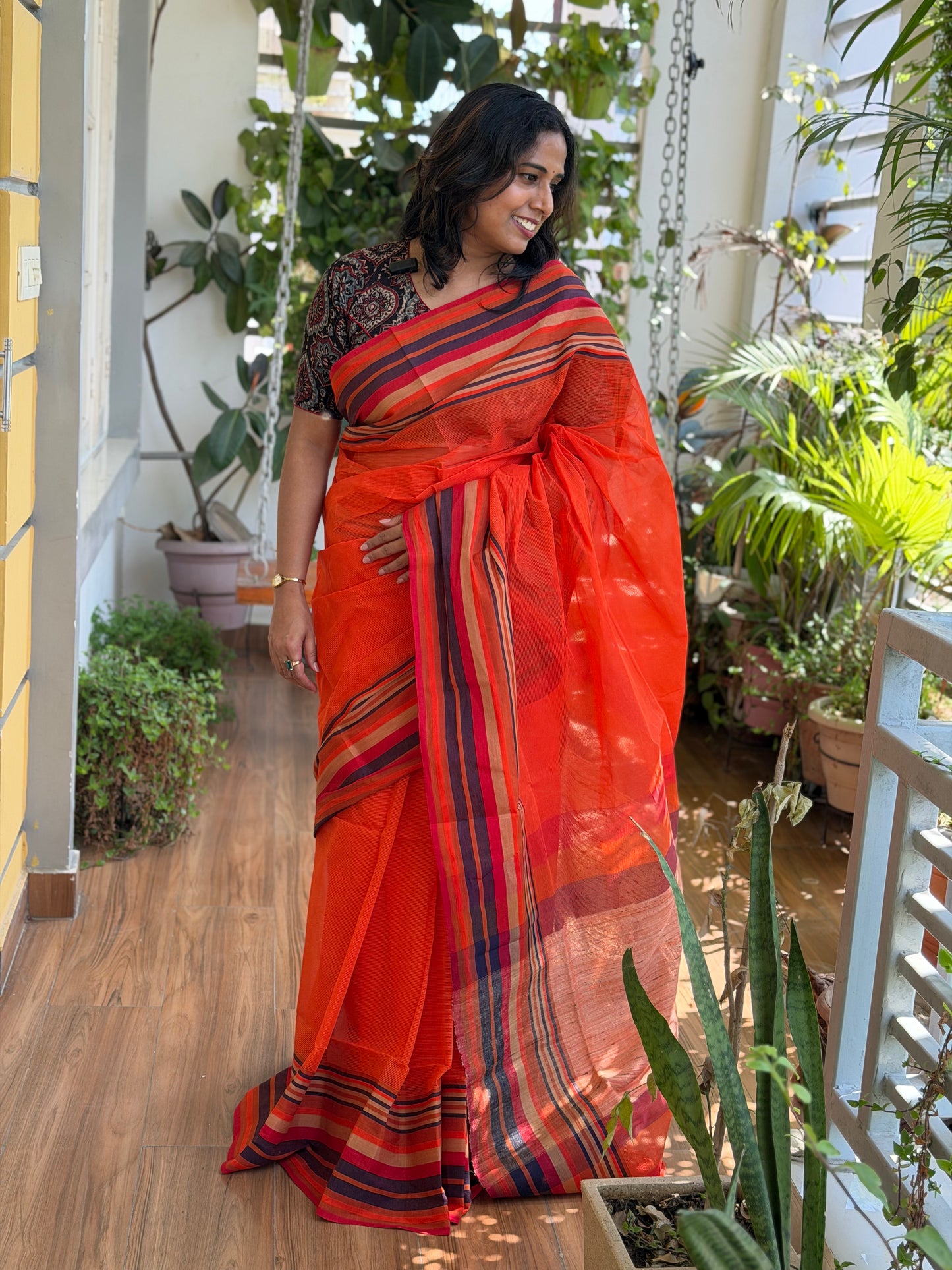 Handloom Cotton Tangail Saree With Jute Palla